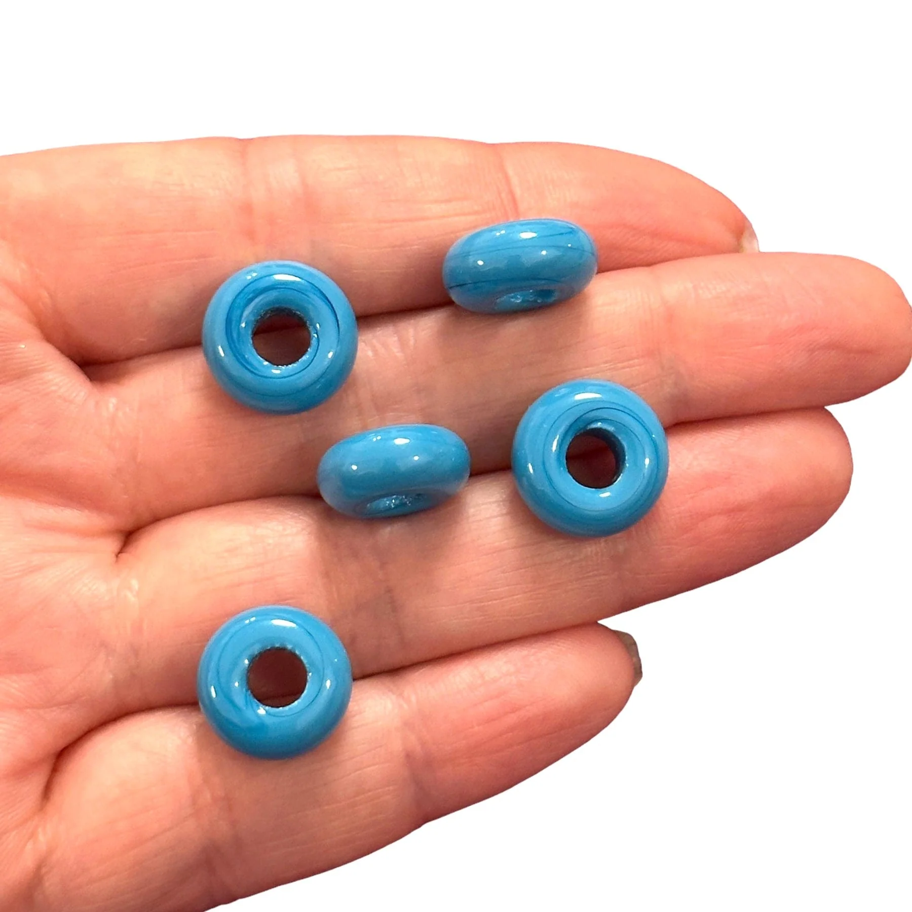 Hand Made Murano Glass Rondelle Beads With 5mm Holes, 5 pcs in a pack