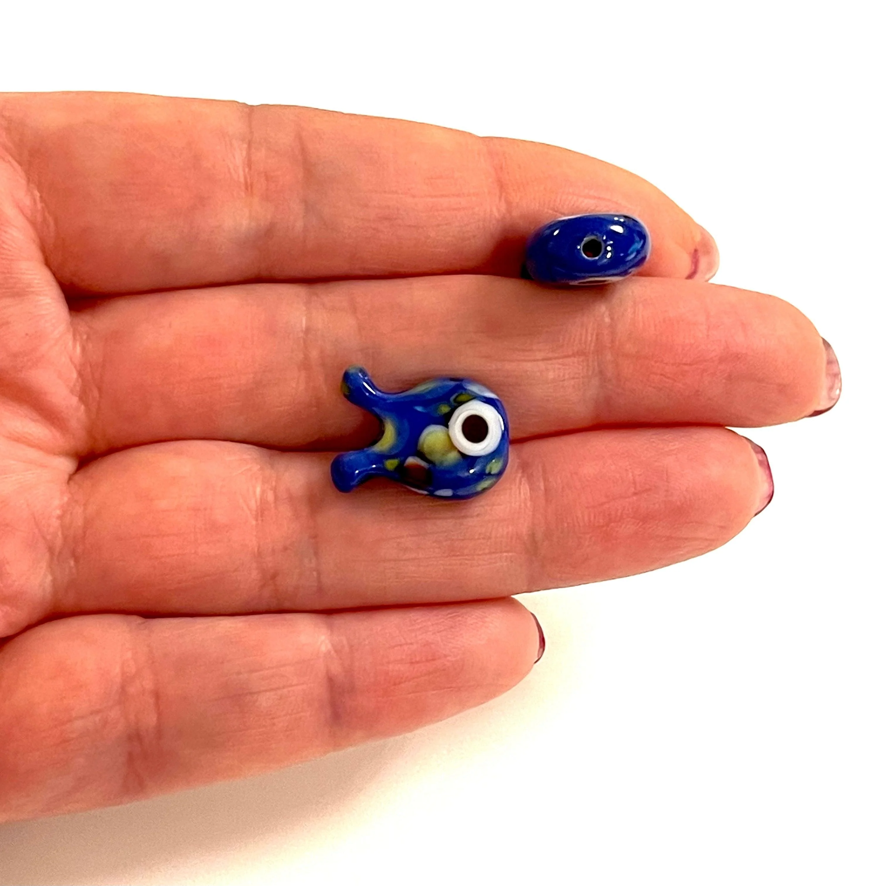 Hand Made Murano Glass Royal Blue Fish Charm - Image 2