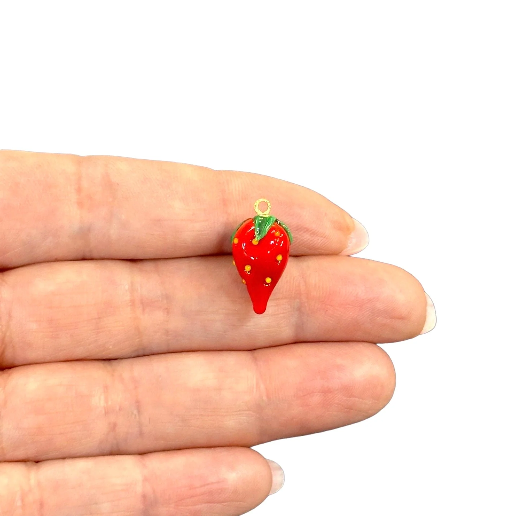 Hand Made Murano Glass Strawberry Charm With 24Kt Gold Plated Pin - Image 2