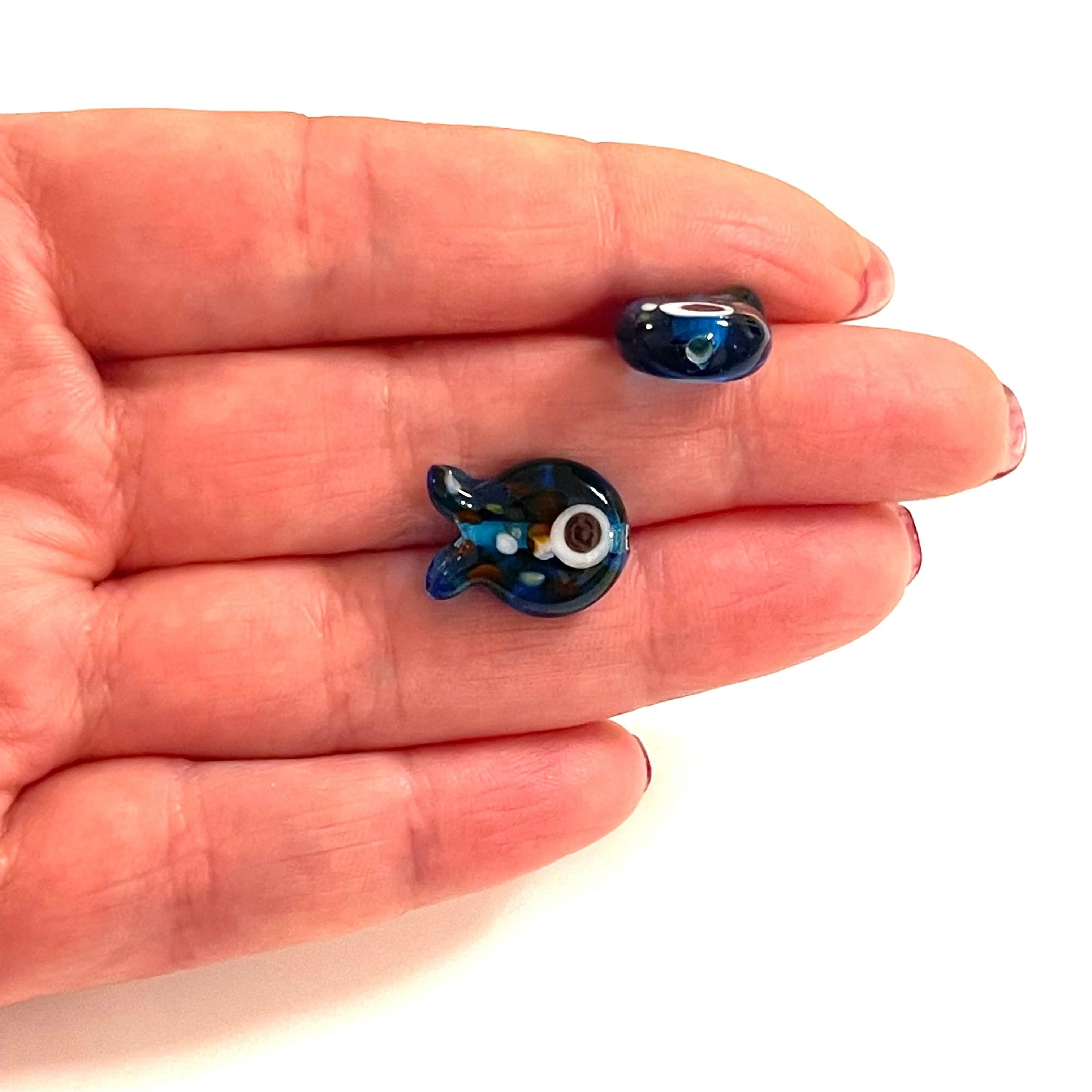 Hand Made Murano Glass Transparent Blue Fish Charm - Image 2