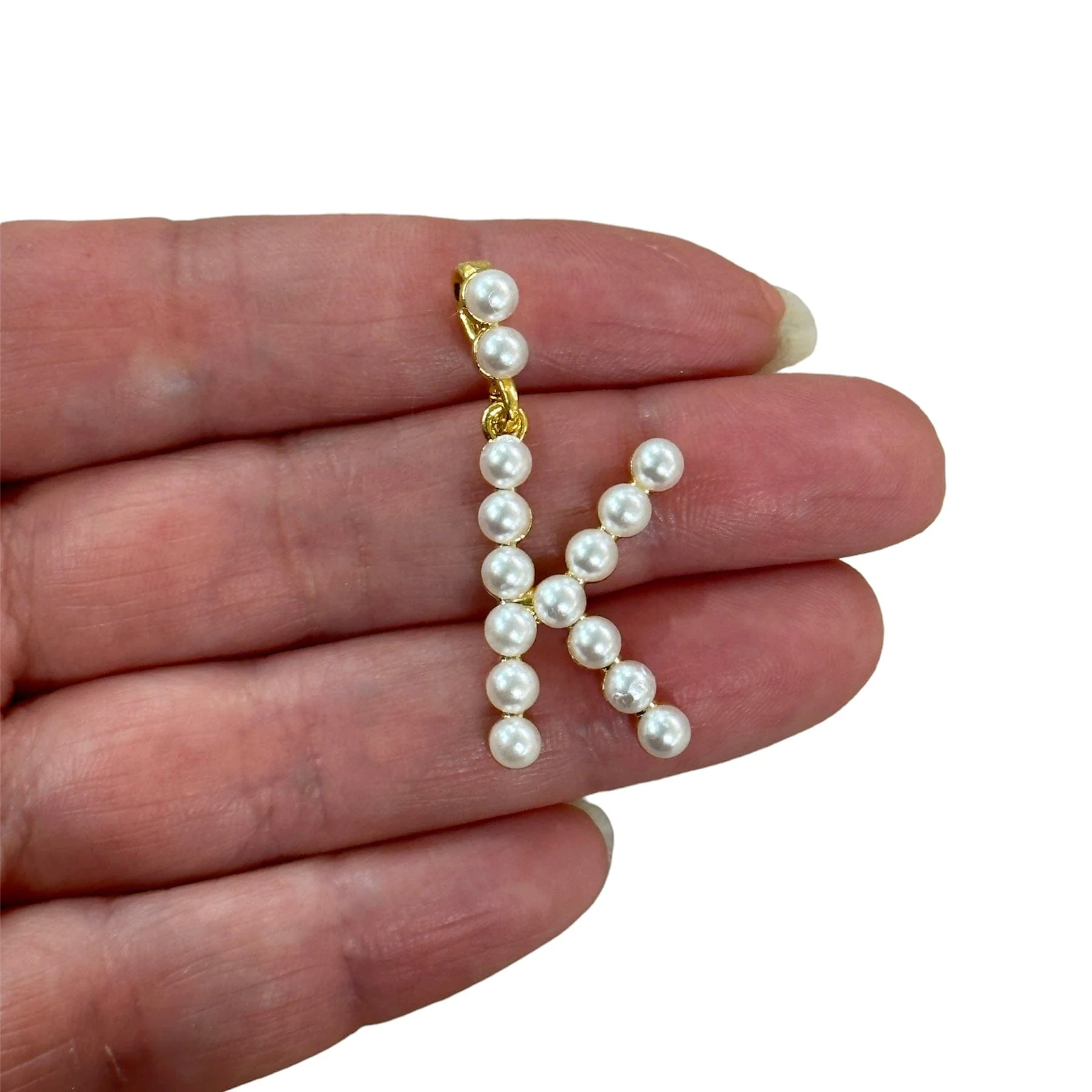 Initial Pendants, Initial Alphabet Letter Pendants, 24Kt Gold Plated White Pearl Style A to Z, Gold Initial Pendants, Initial Necklace - Image 11