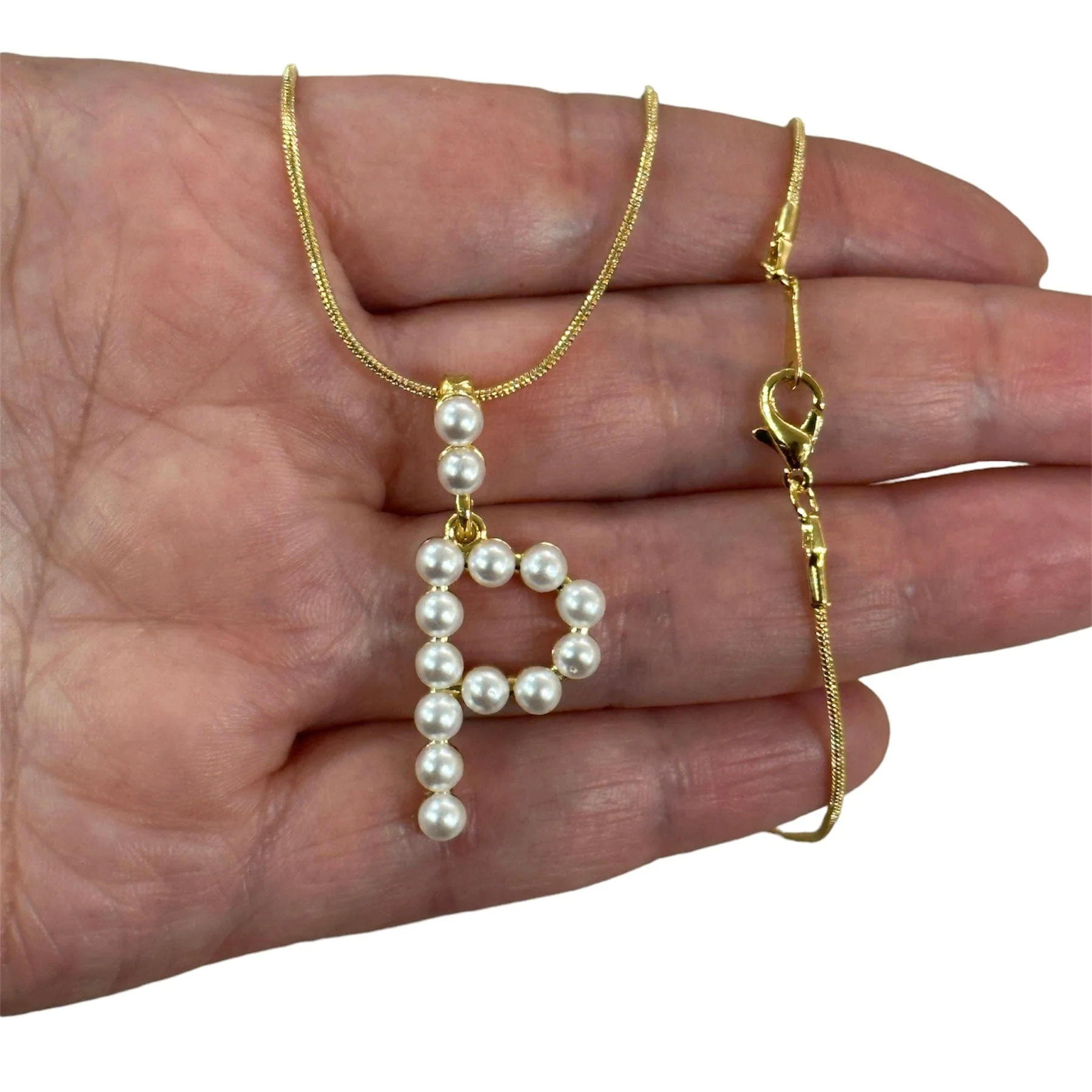 Initial Pendants, Initial Alphabet Letter Pendants, 24Kt Gold Plated White Pearl Style A to Z, Gold Initial Pendants, Initial Necklace - Image 27