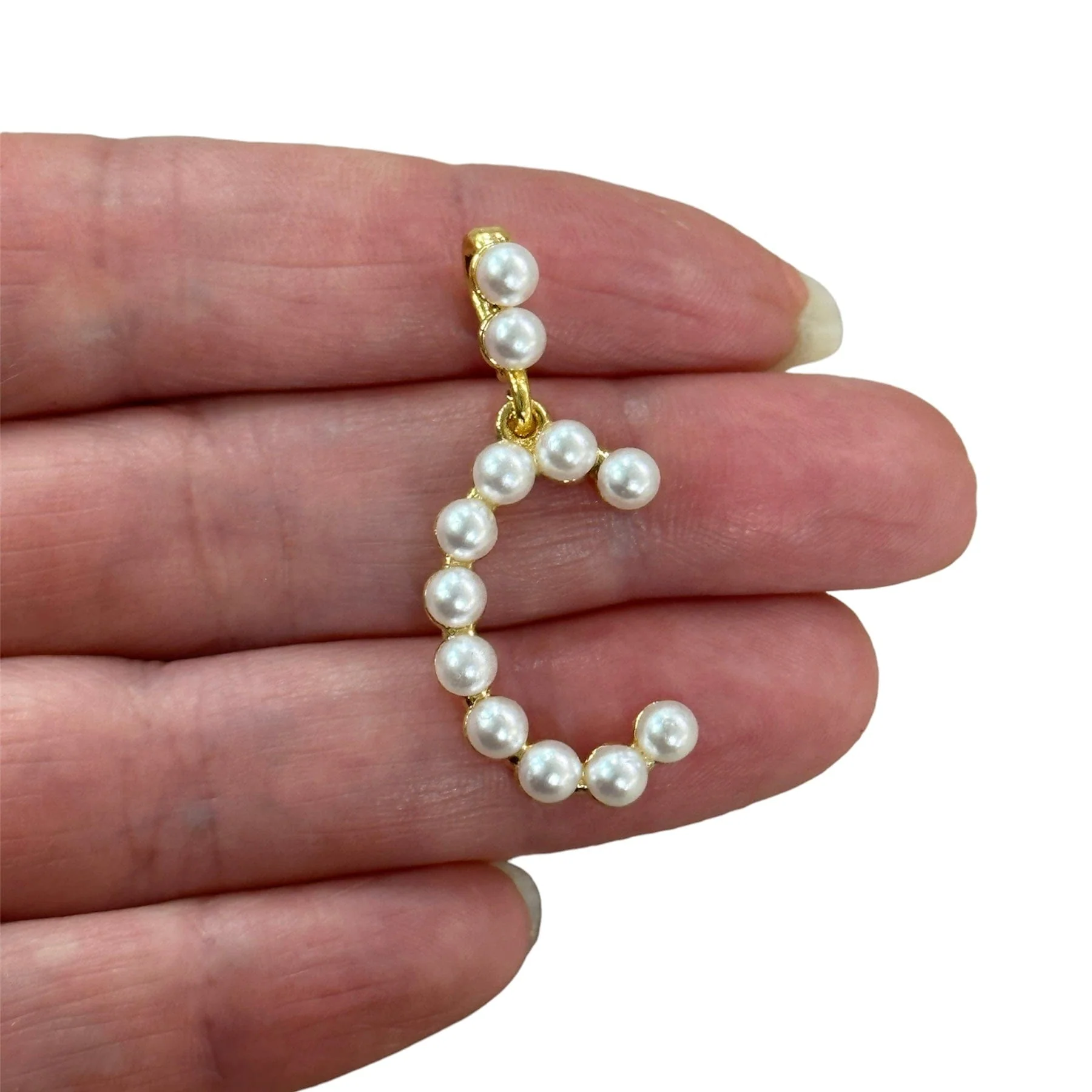 Initial Pendants, Initial Alphabet Letter Pendants, 24Kt Gold Plated White Pearl Style A to Z, Gold Initial Pendants, Initial Necklace - Image 3