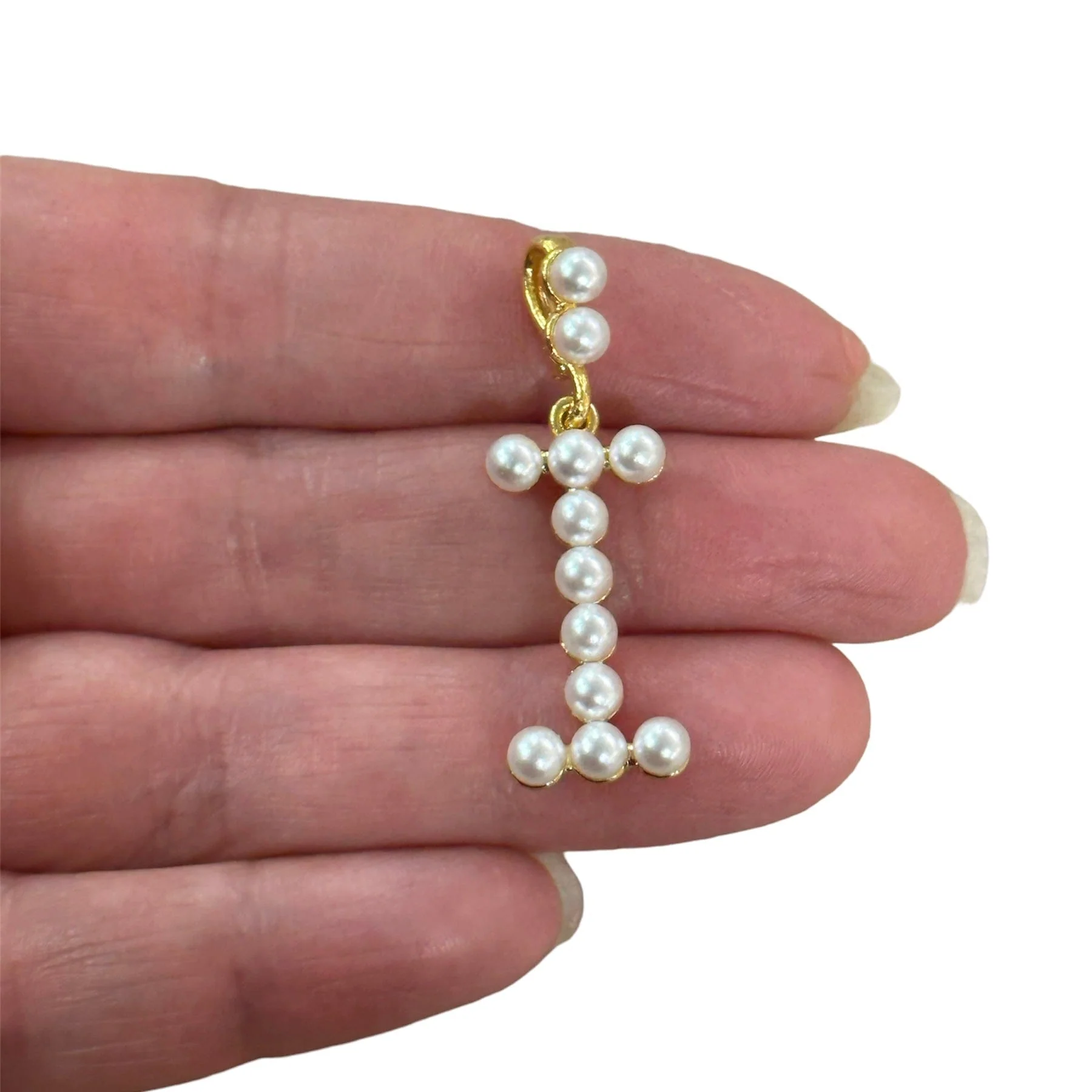 Initial Pendants, Initial Alphabet Letter Pendants, 24Kt Gold Plated White Pearl Style A to Z, Gold Initial Pendants, Initial Necklace - Image 9