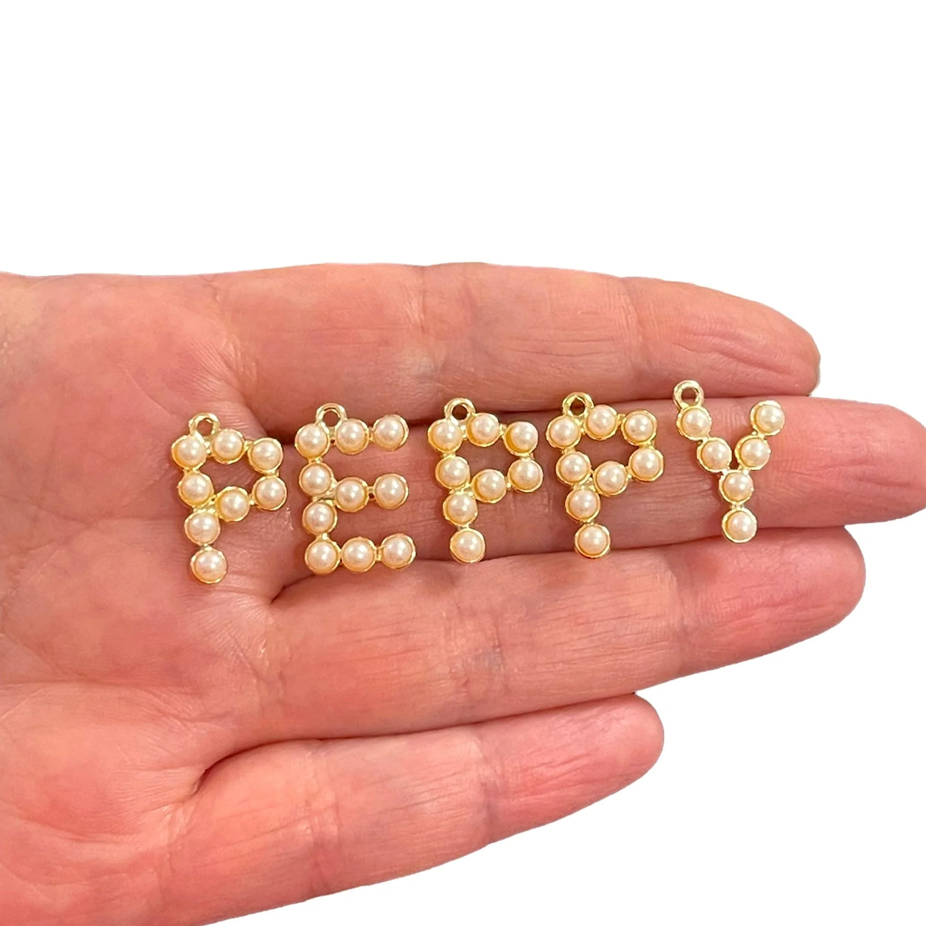 Initial Pendants, Initial Alphabet Letter Pendants, 24Kt Gold Plated White Pearl Style A to Z, Gold Initial Pendants, Initial Necklace