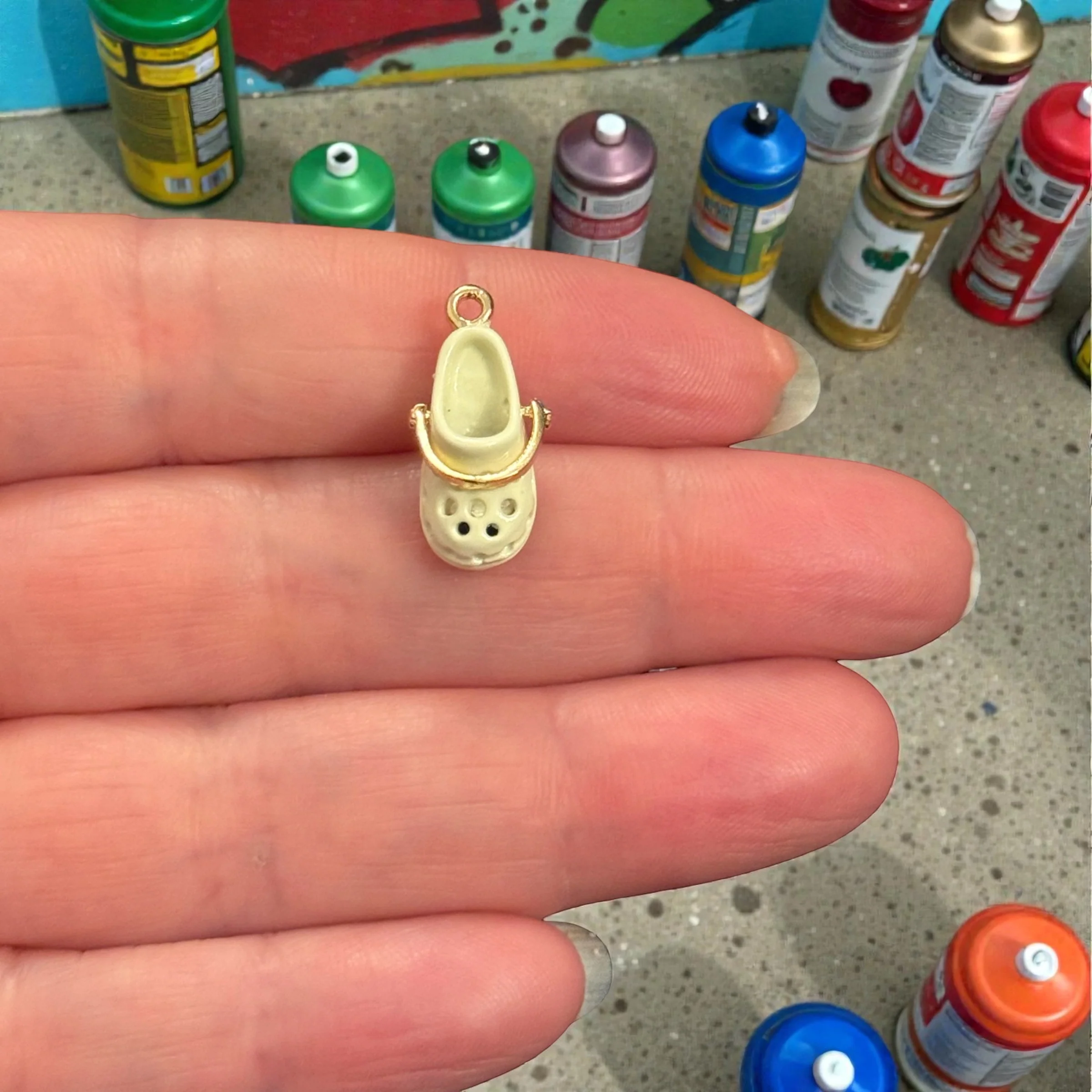 Ivory Crocs Style Shoe Charm – Cute Enamel Clog Pendant