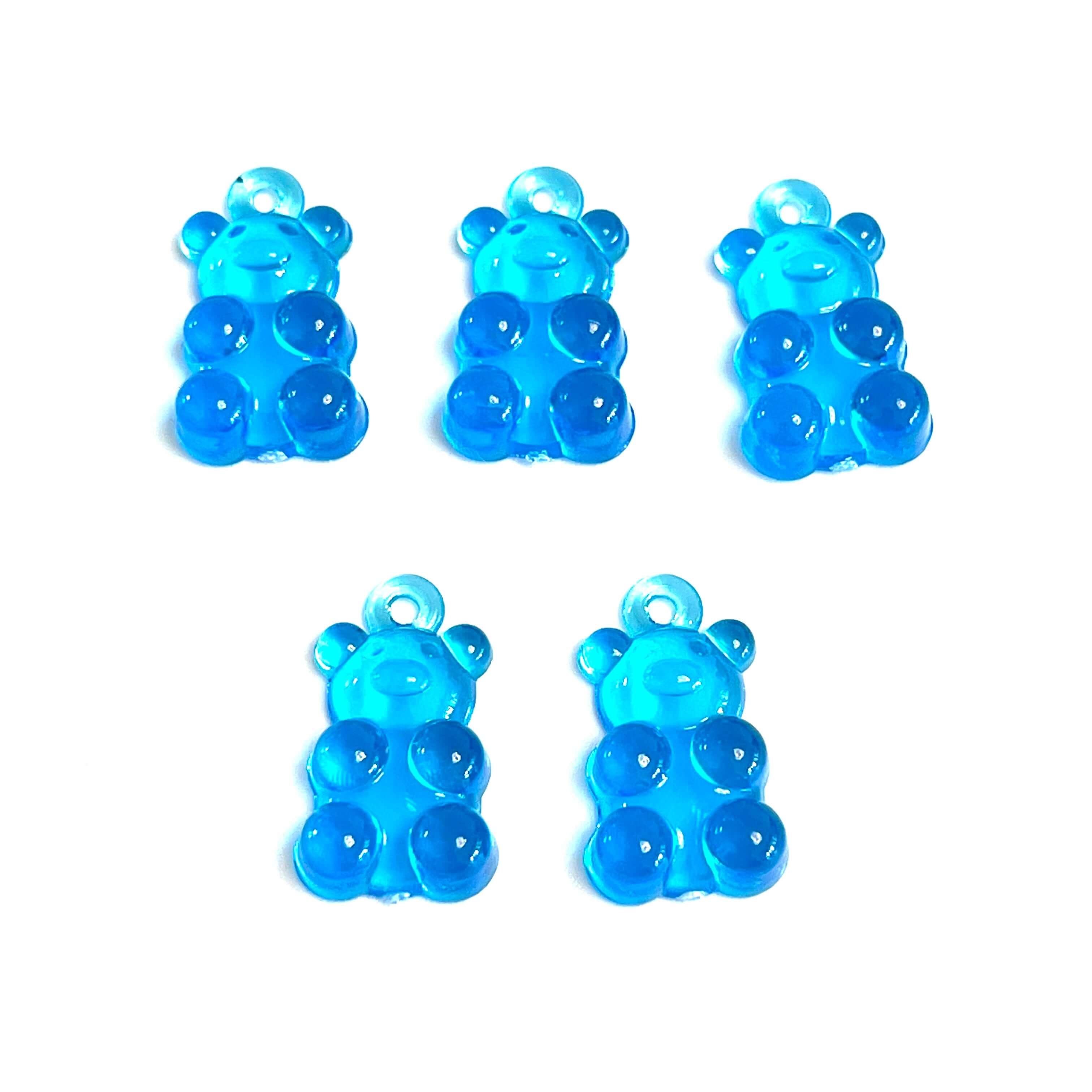 5 pcs in a pack, Jelly Bear Charms, Gummy Bear Resin With Loop, Jelly Bear Shaped Resin Charms 12x22mm,