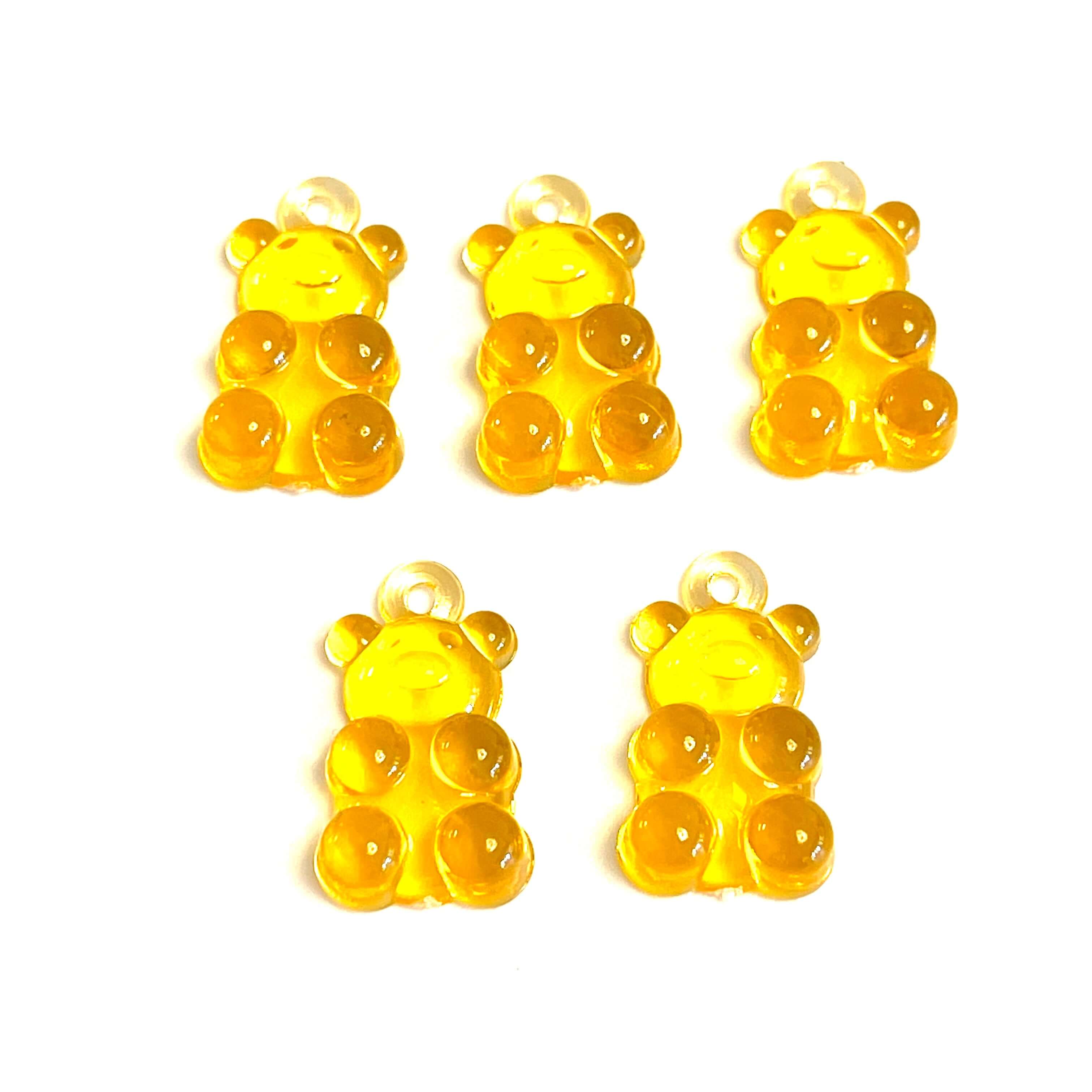 5 pcs in a pack, Jelly Bear Charms, Gummy Bear Resin With Loop, Jelly Bear Shaped Resin Charms 12x22mm,