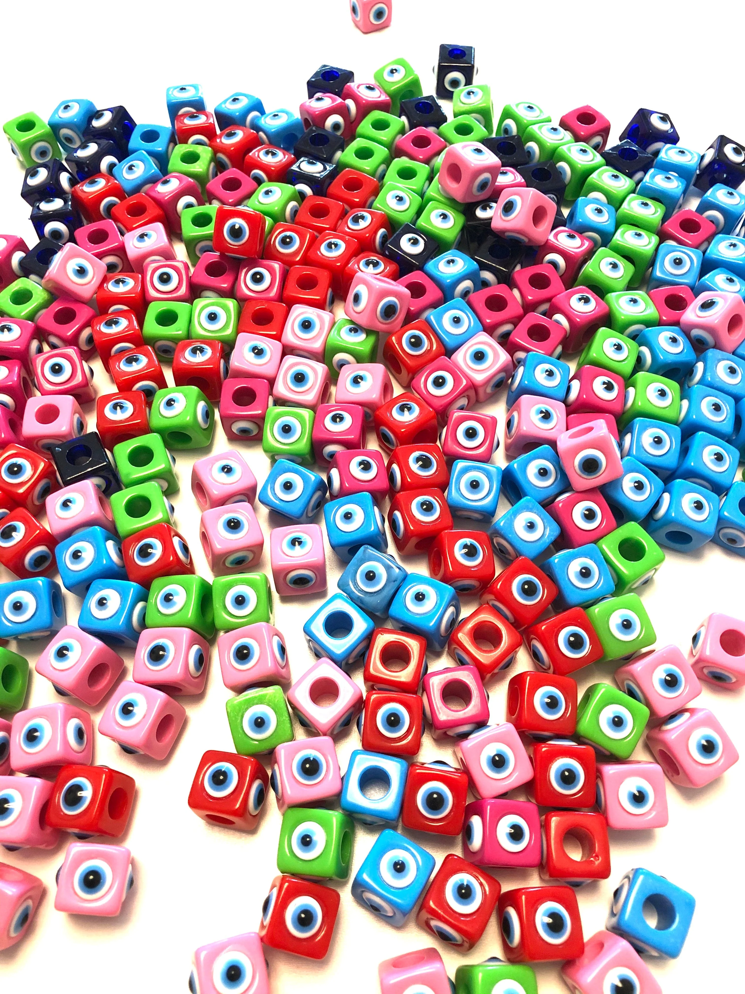 Large Hole Evil Eye Resin Beads, 15mm Beads, 7mm Hole, 5 Beads in a Pack - Image 3