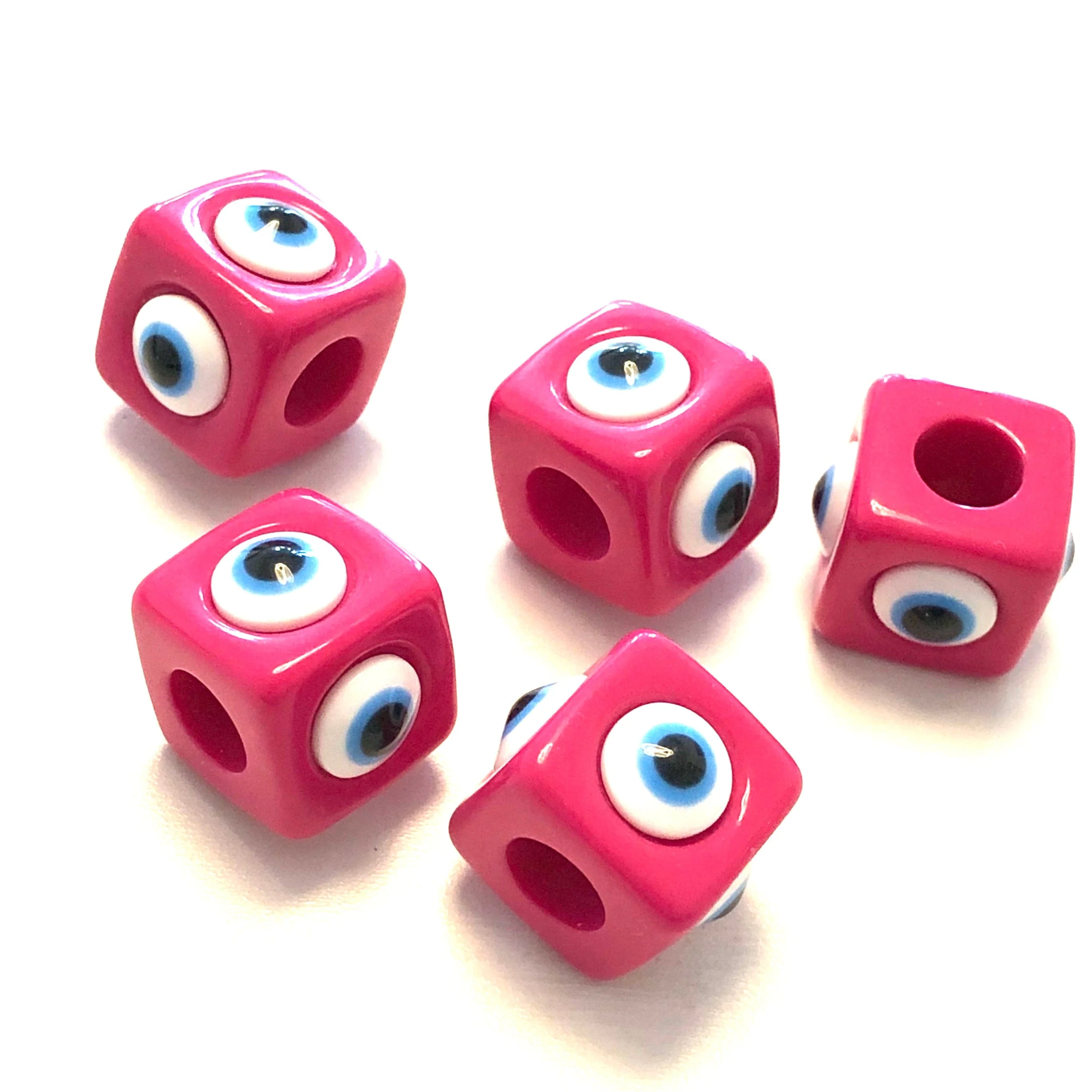 Large Hole Evil Eye Resin Beads, 15mm Beads, 7mm Hole, 5 Beads in a Pack