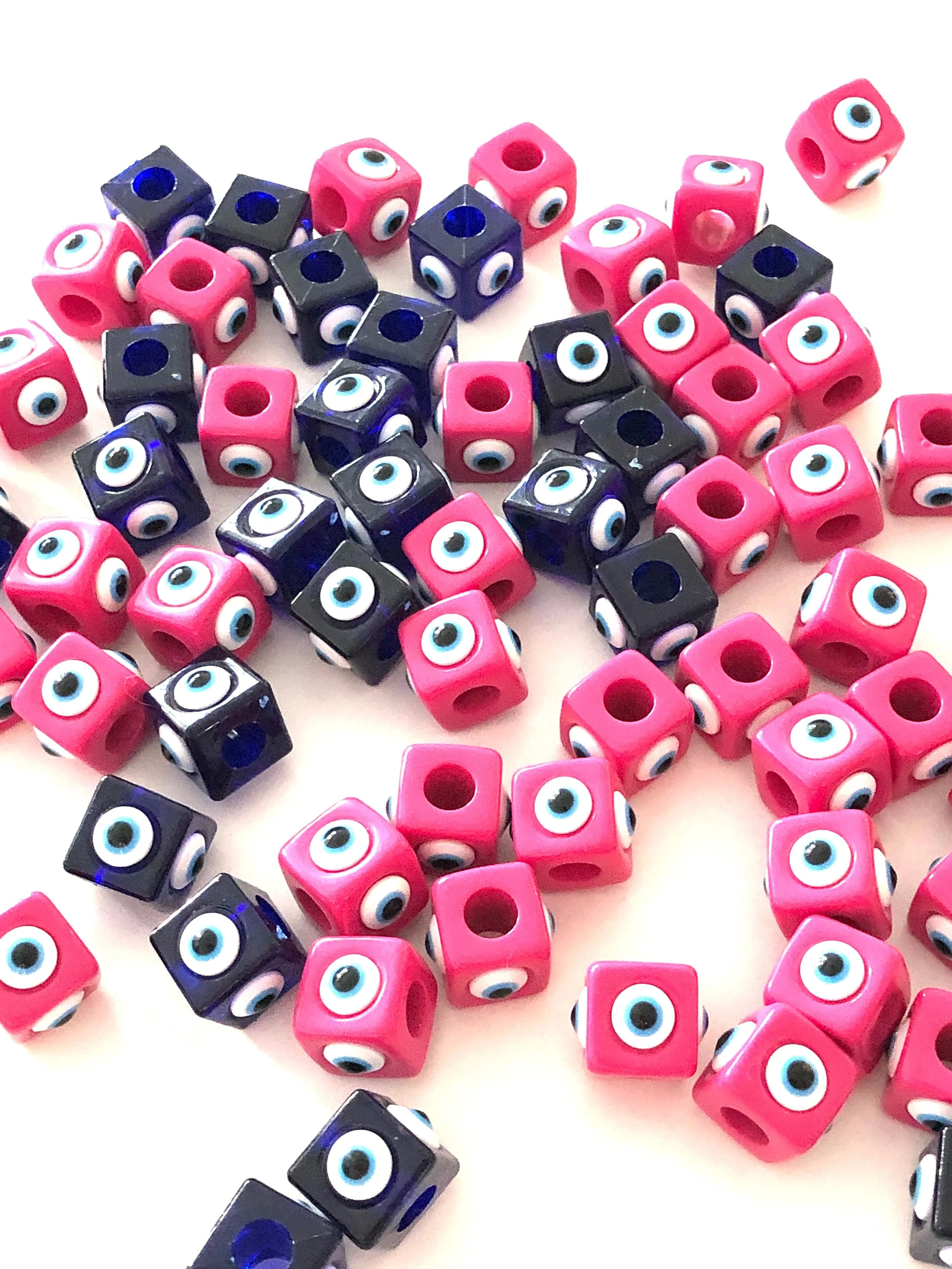 Large Hole Evil Eye Resin Beads, 15mm Beads, 7mm Hole, 5 Beads in a Pack - Image 3