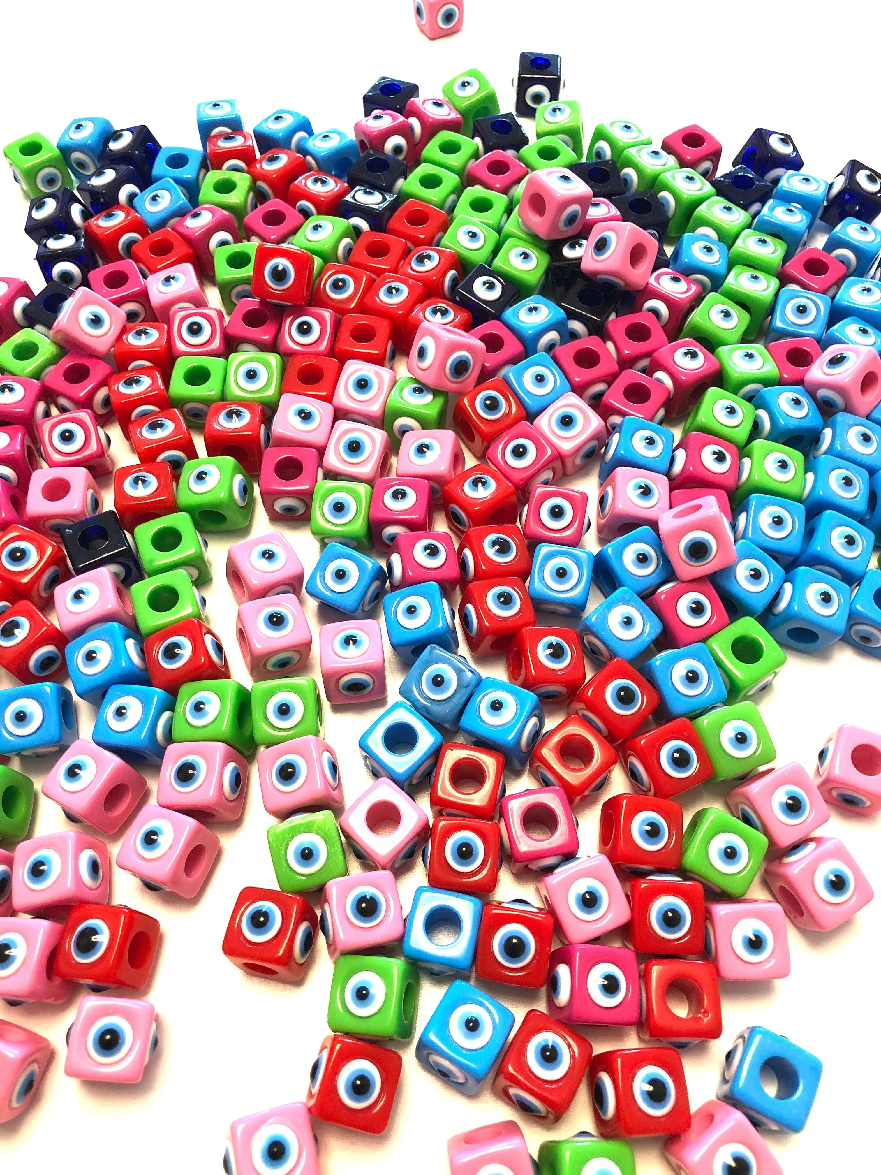 Large Hole Evil Eye Resin Beads, 15mm Beads, 7mm Hole, 5 Beads in a Pack - Image 4