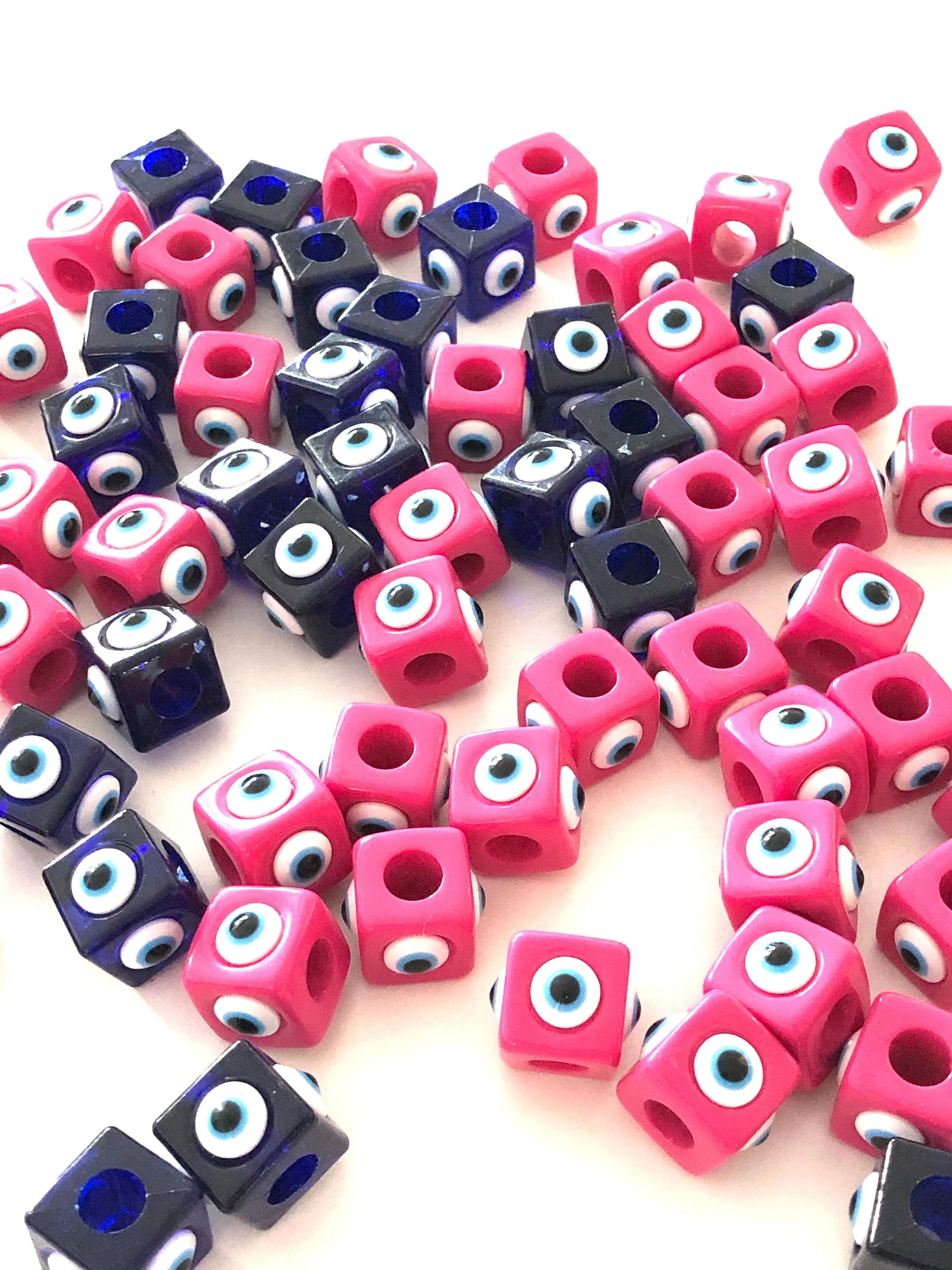 Large Hole Evil Eye Resin Beads, 15mm Beads, 7mm Hole, 5 Beads in a Pack - Image 4