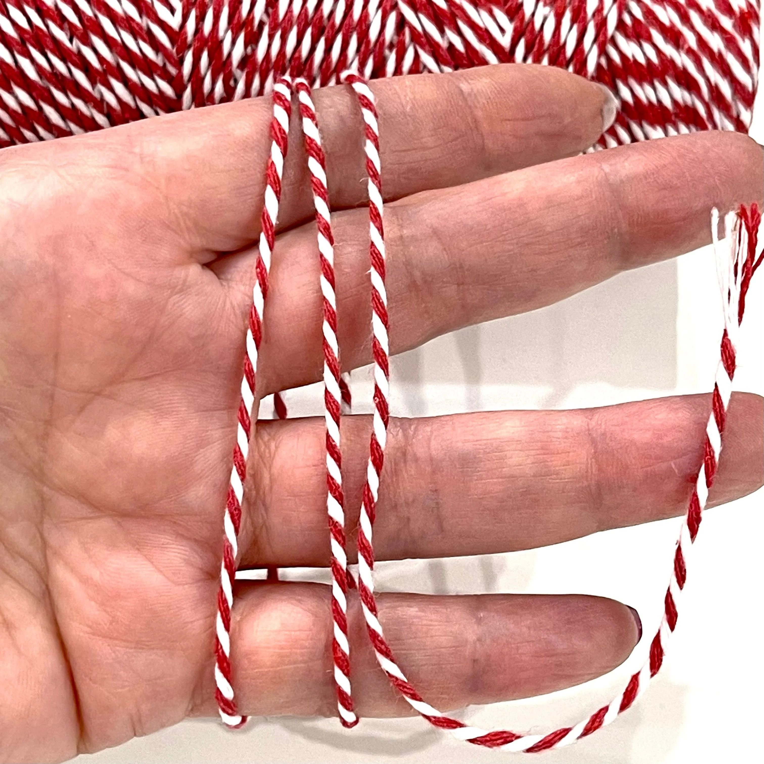 Martenitsa Bracelet Cord, Red&White Cotton Martenitsa Bracelet Cord, 10 Meters - Image 2