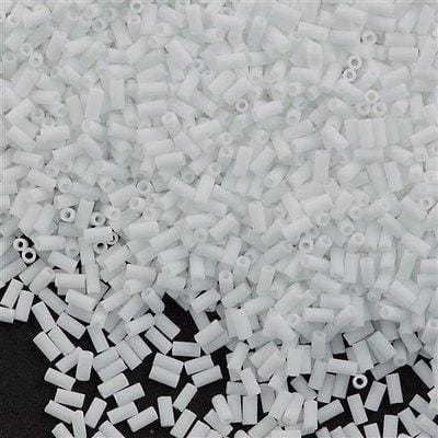 Miyuki Bugles size 3mm 0402F Matte Opaque White 10 grams.