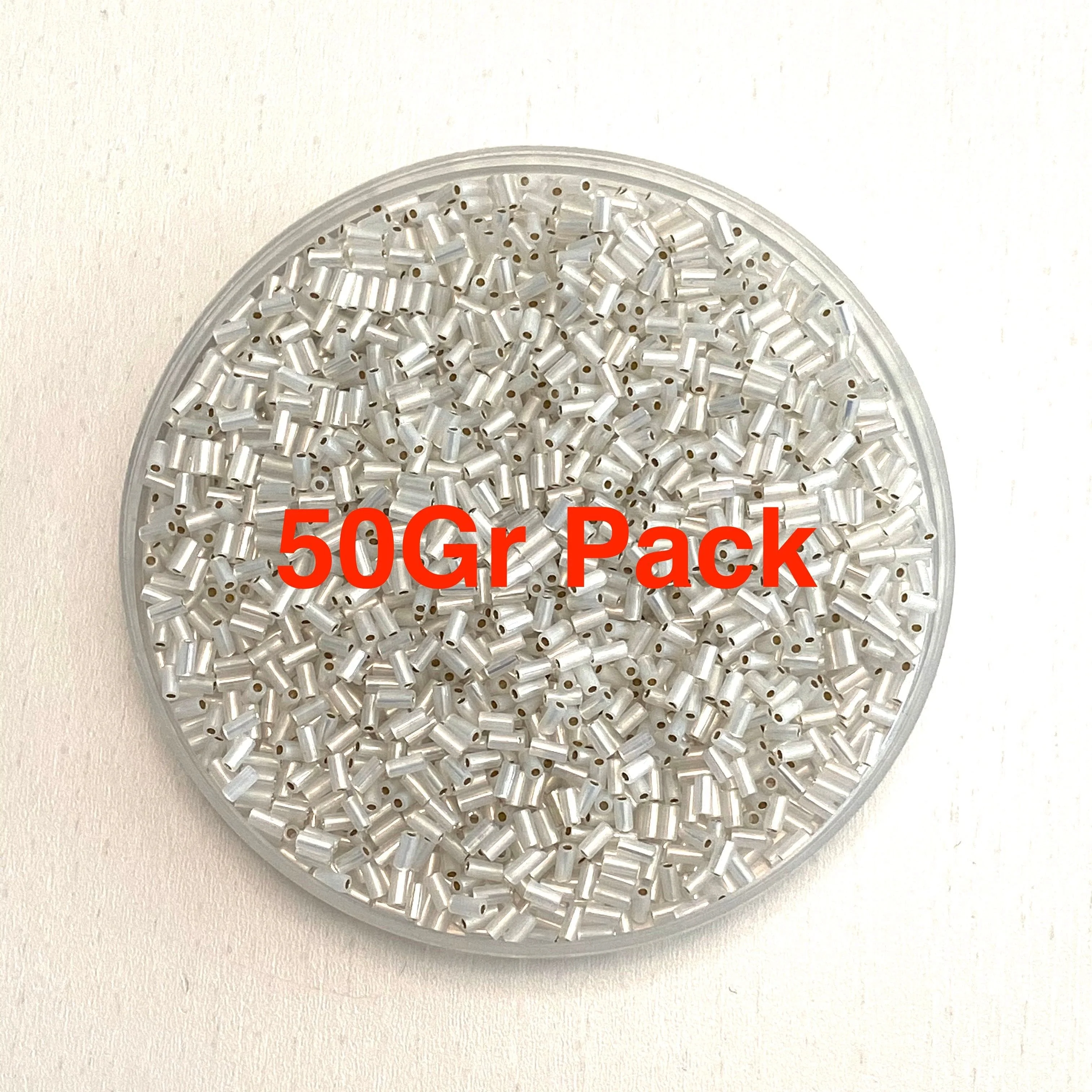 Miyuki Bugles size 3mm 0551 Gilt Lined White Opal 10 grams. Crystal bugles 3mm, - Image 2