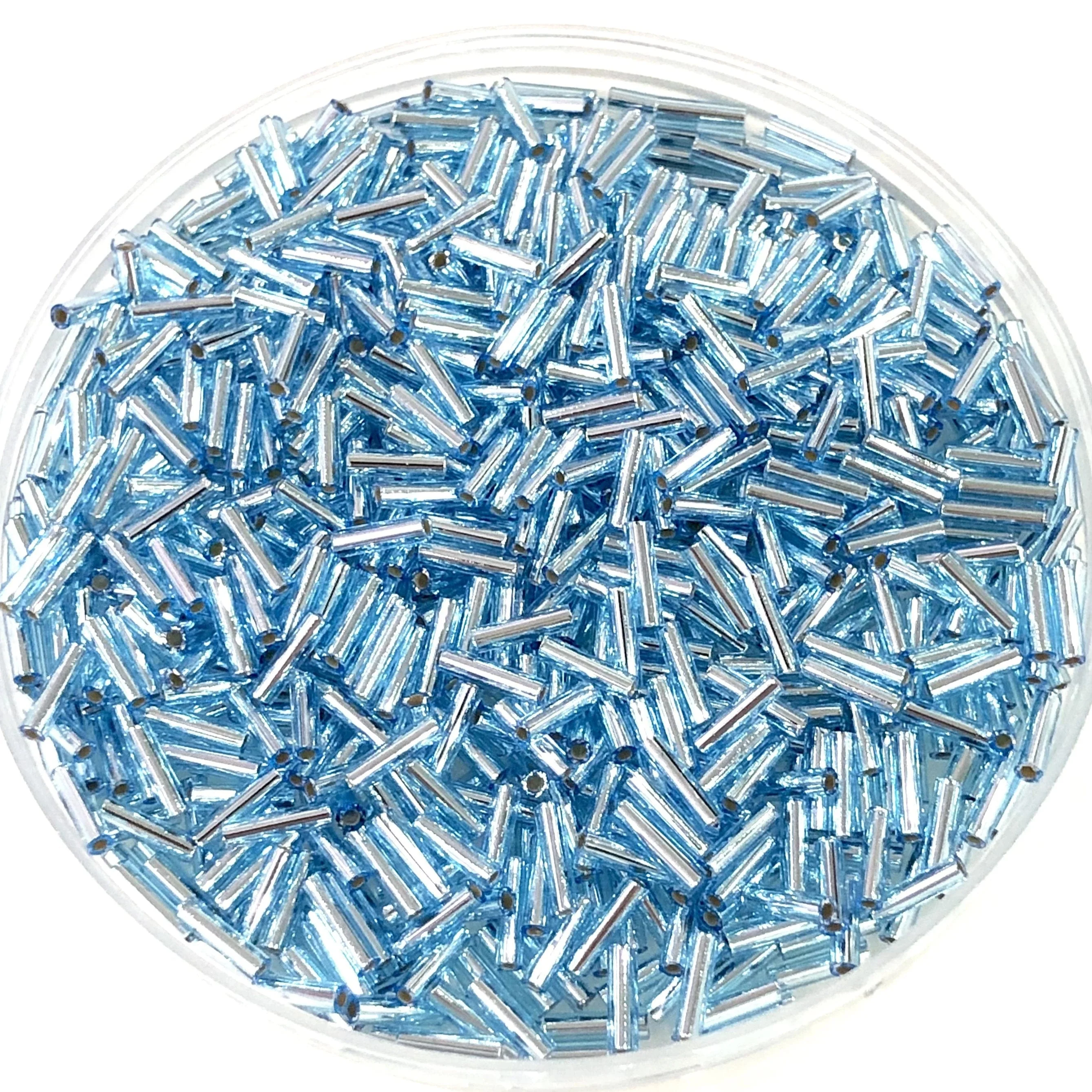 Miyuki Bugles size 6mm 0018 Silver Lined Aqua 10 grams.