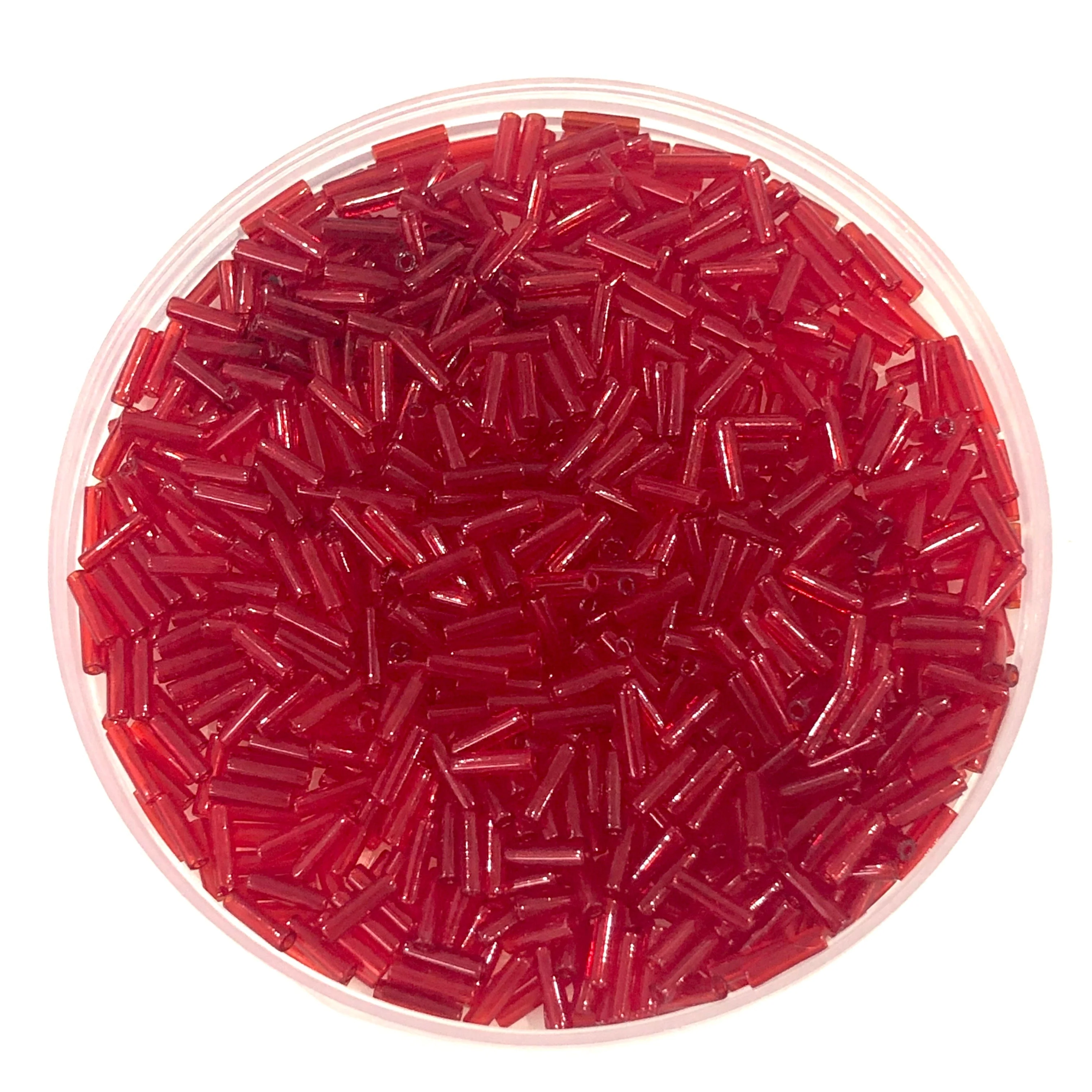 Miyuki Bugles size 6mm 0141 Transparent Red 10 grams.