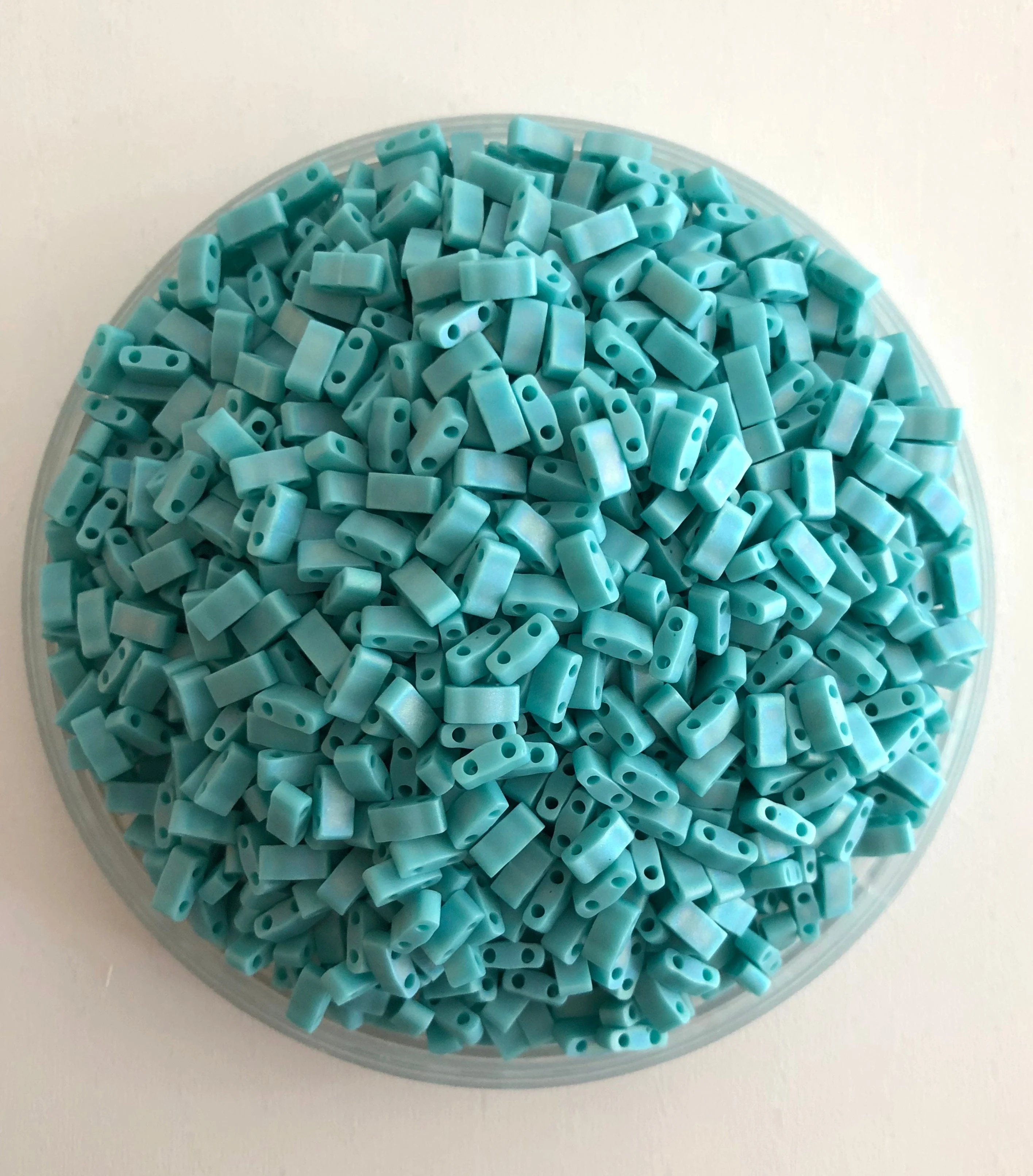 Miyuki Half Tila Beads HTL0412FR Opaque Turquoise Green Matted AB, - Image 2