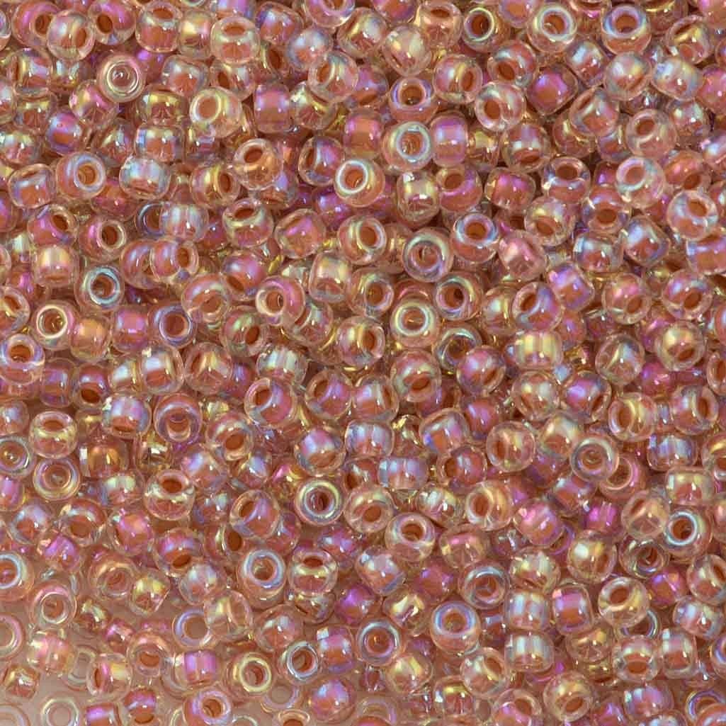 Miyuki Seed Beads 8/0 Dark Peach Lined Crystal AB, 0275