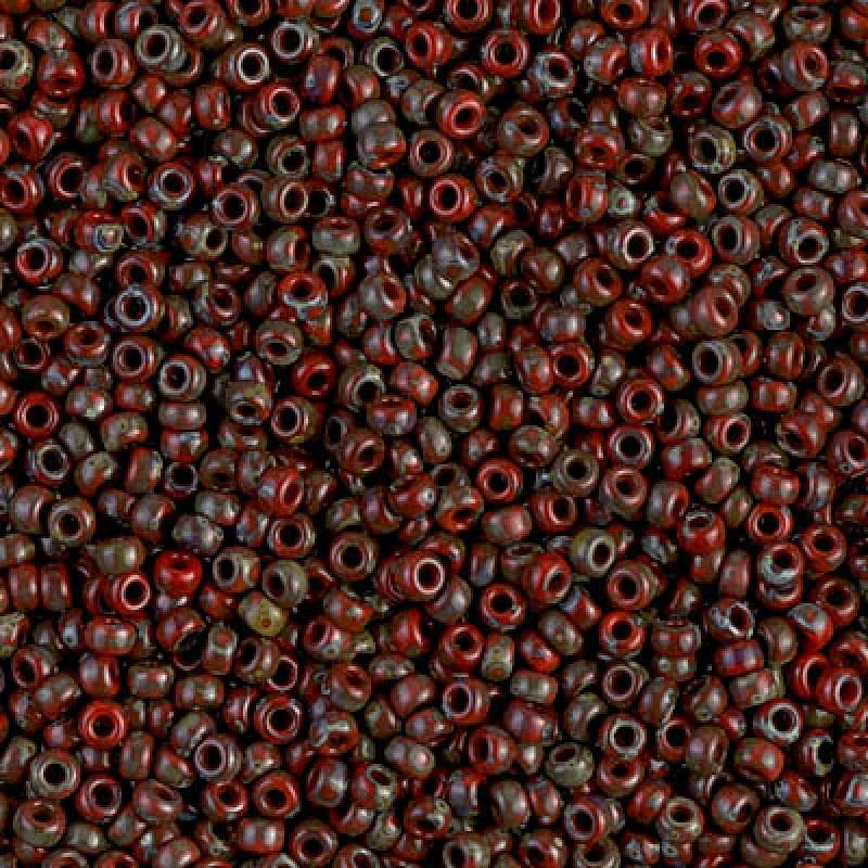 Miyuki Seed Beads 8/0 Picasso Opaque Red Garnet, 4513