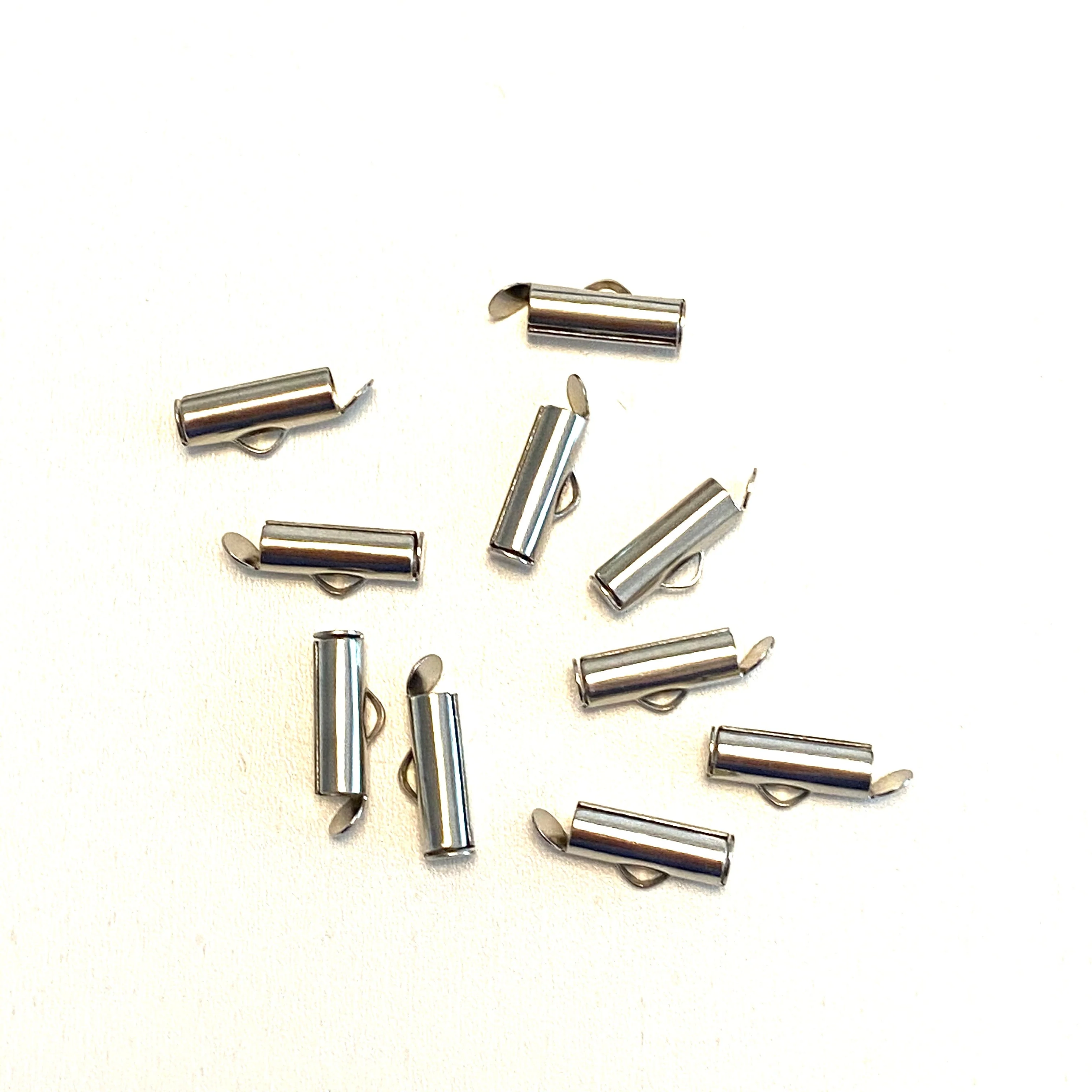 Miyuki Slide End Tubes, 13mm Rhodium Plated 10 Tubes in a pack