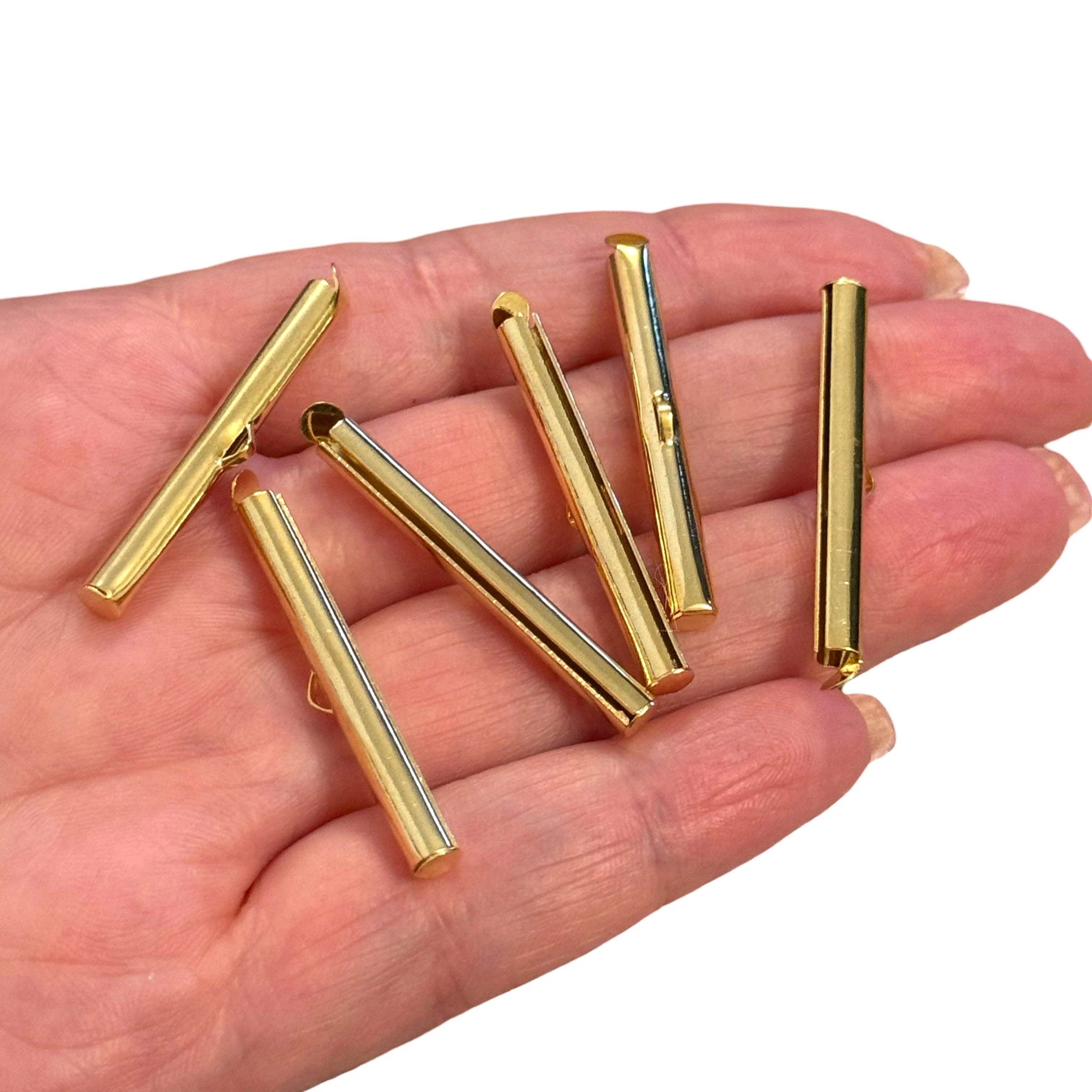 Miyuki Slide End Tubes, 35mm Gold Plated 6 Tubes in a pack