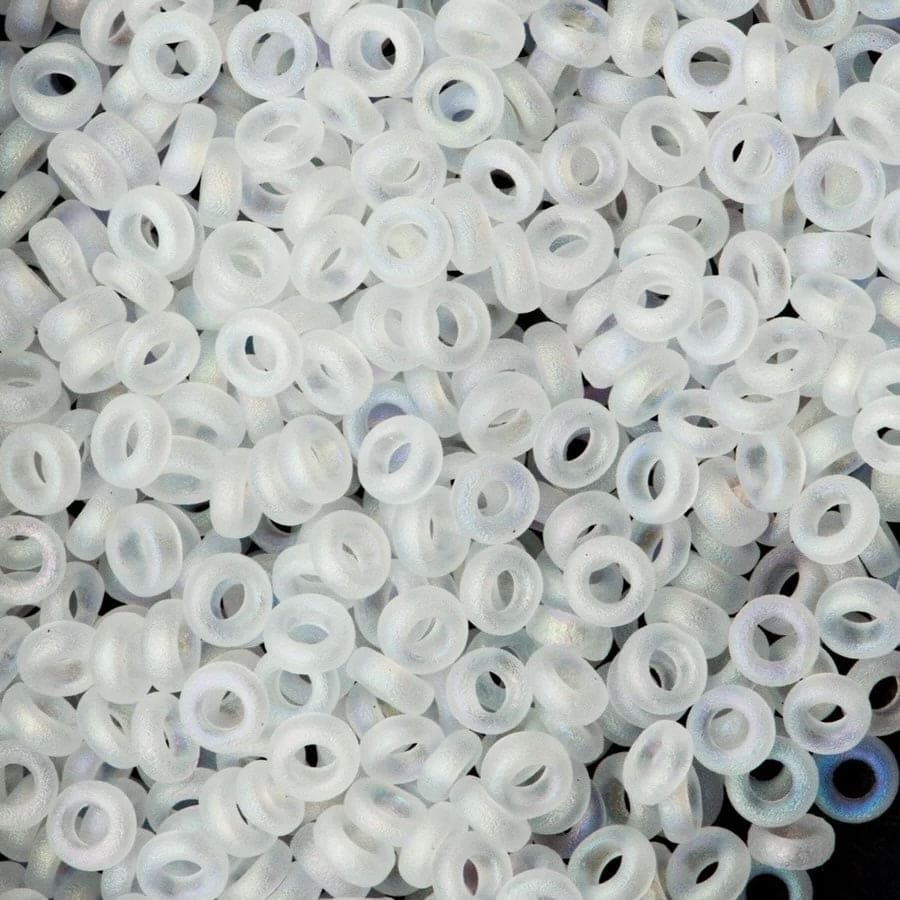 Miyuki Spacer Beads 2.2x1mm, Crystal Matted AB 0131FR