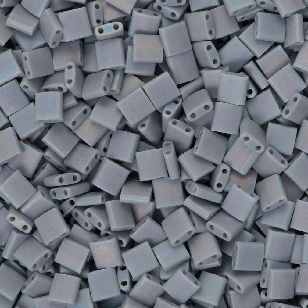Miyuki Tila Beads TL0498FR - Opaque Cement Grey Matted AB,
