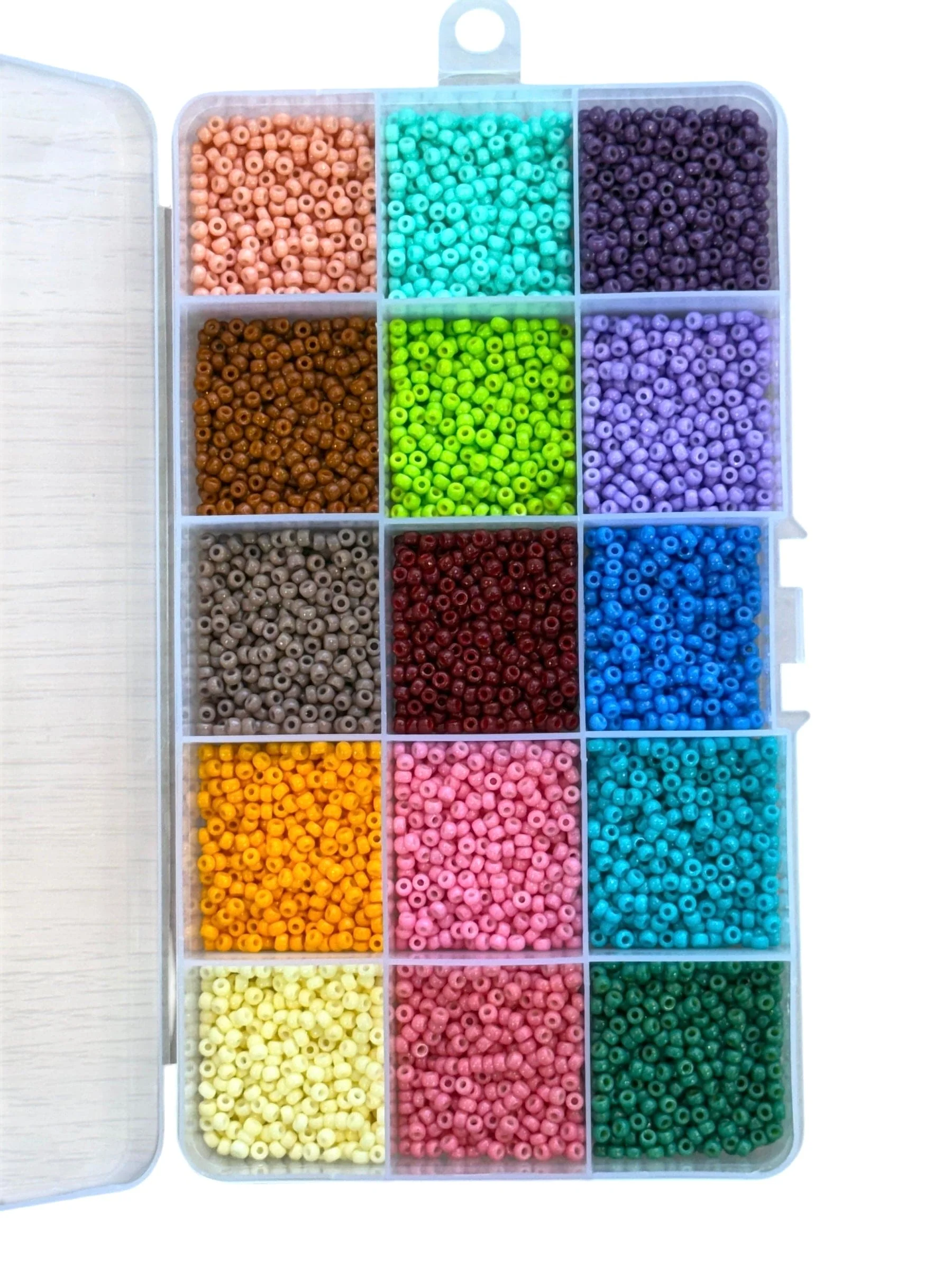 Miyuki 8/0 Duracoat Opaque Seed Beads Set 15 Colors in Organizer Box - Image 3