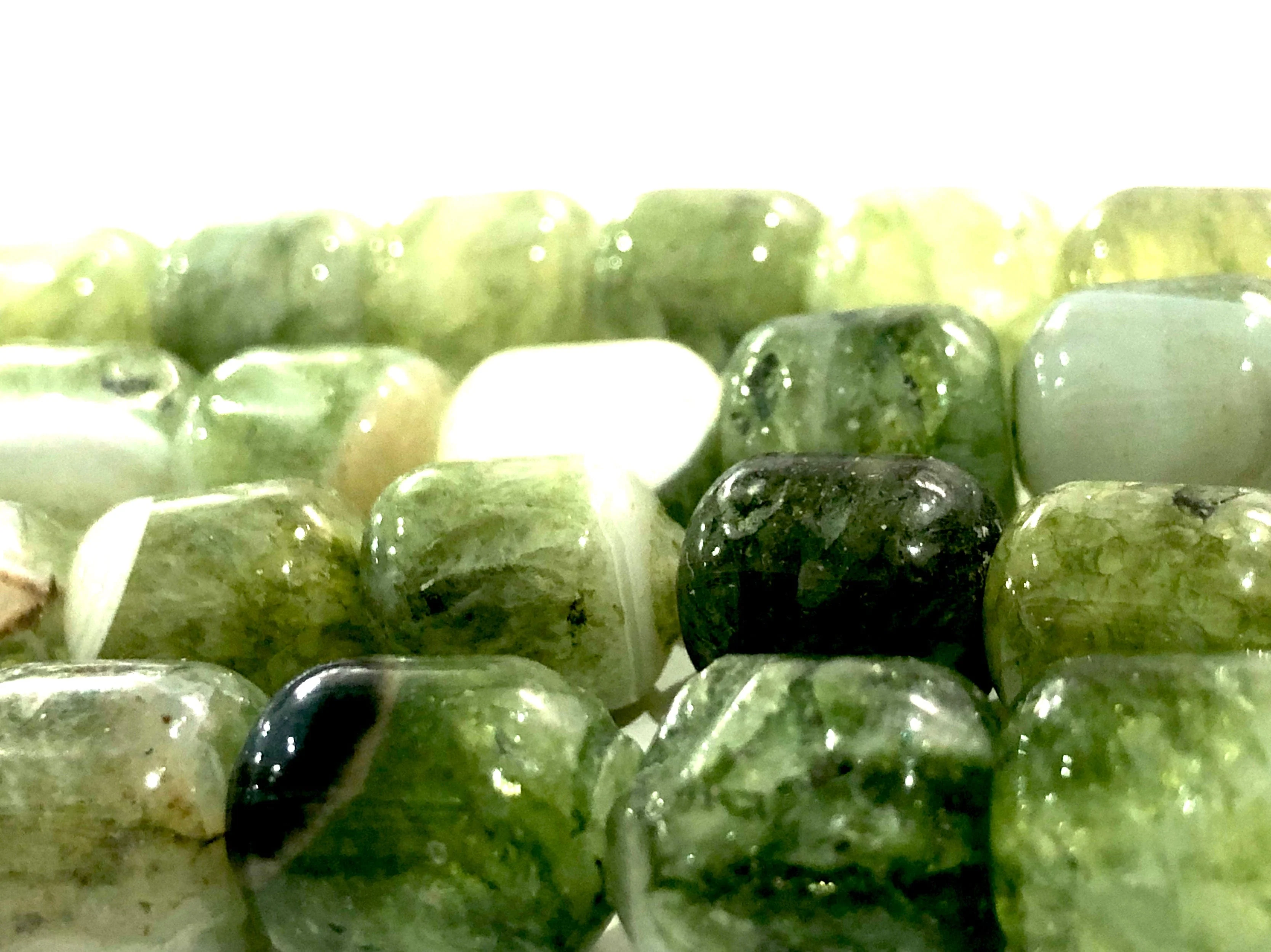 Moss Agate Natural Large Cylinder Beads 13mm, 30 Beads - Image 4