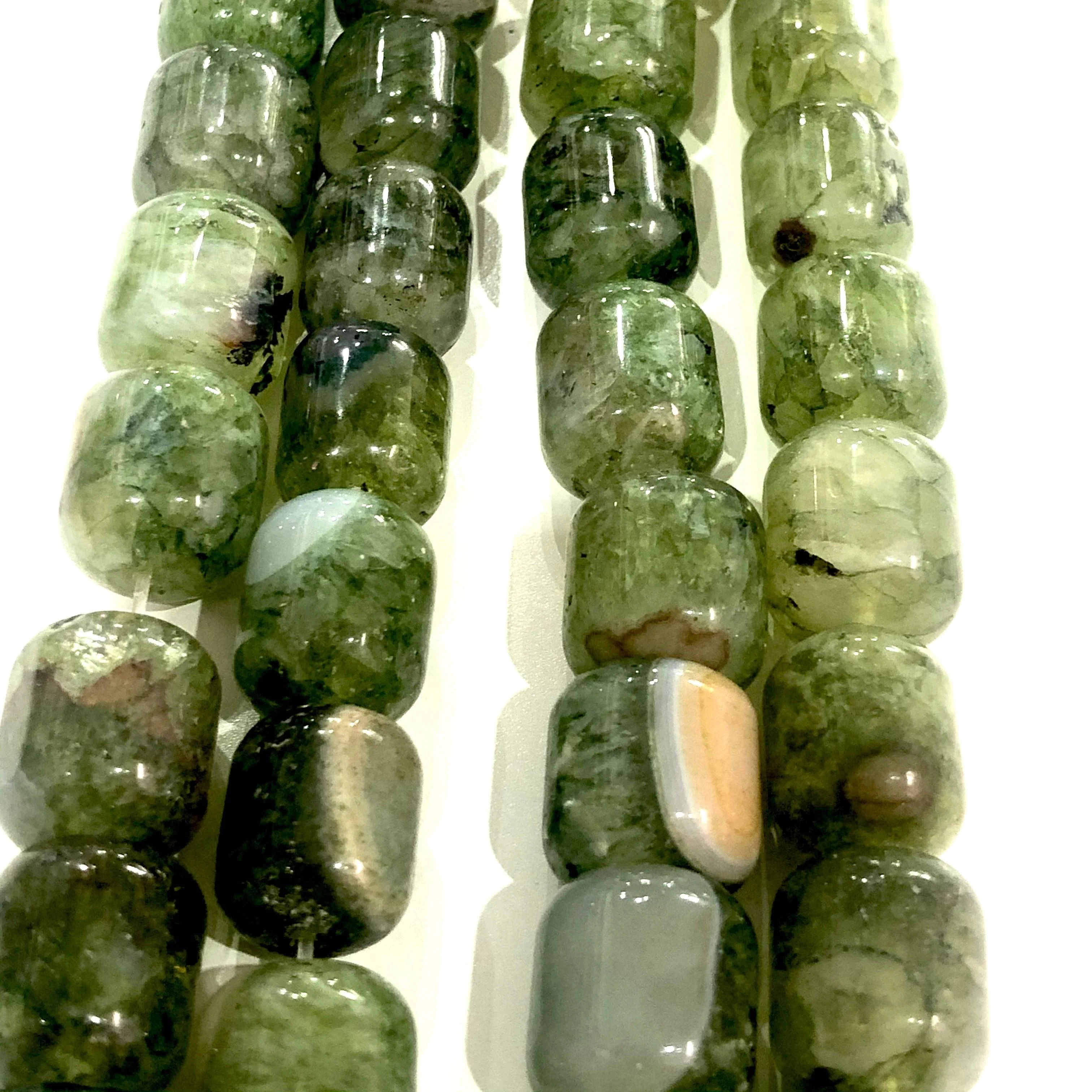 Moss Agate Natural Large Cylinder Beads 13mm, 30 Beads - Image 5