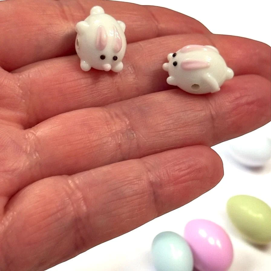 Murano Glass Bunny Charm โ Handmade Lampwork Bunny Charm