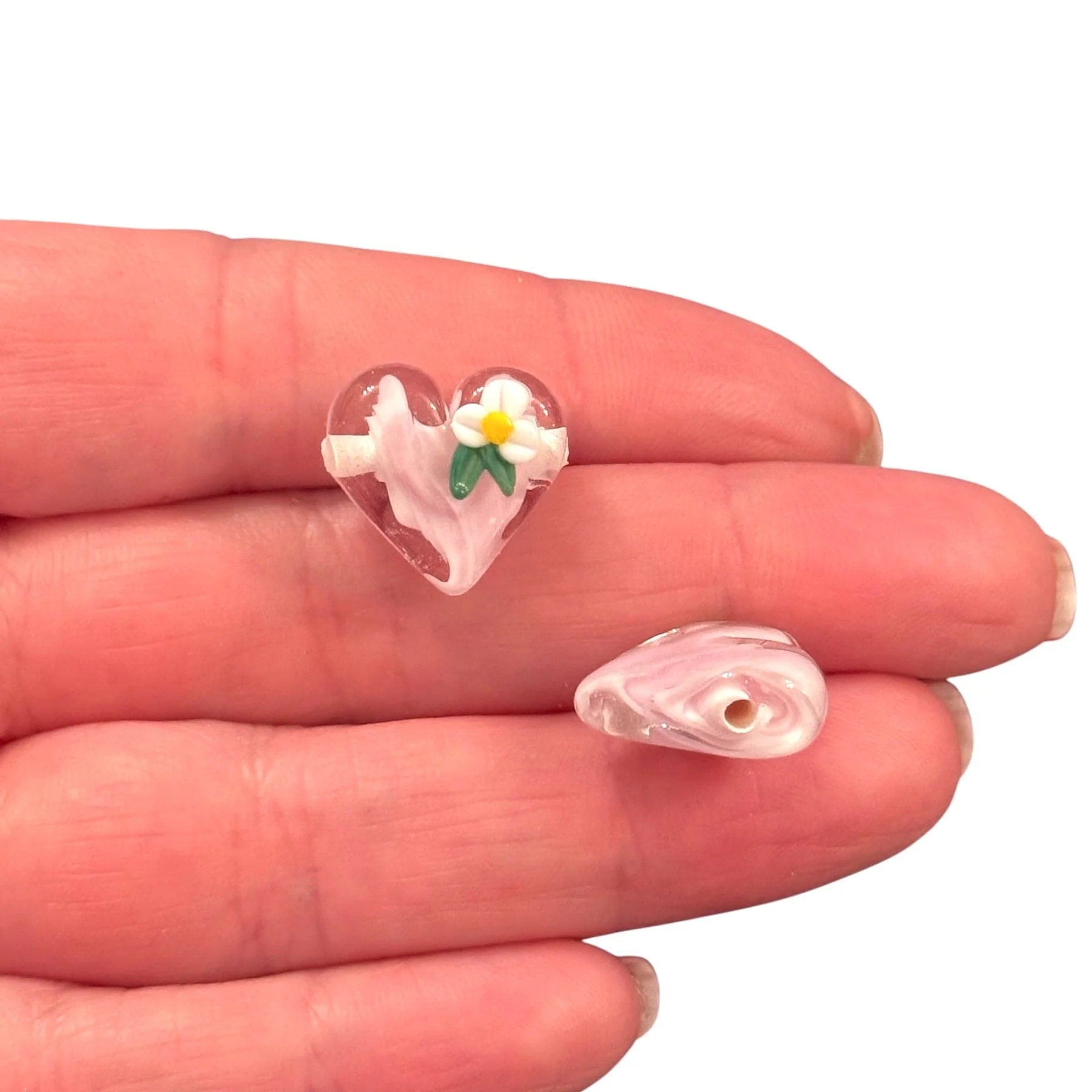 Murano Glass Love Blossom Heart Charm β Handmade Lampwork Charm - Image 2