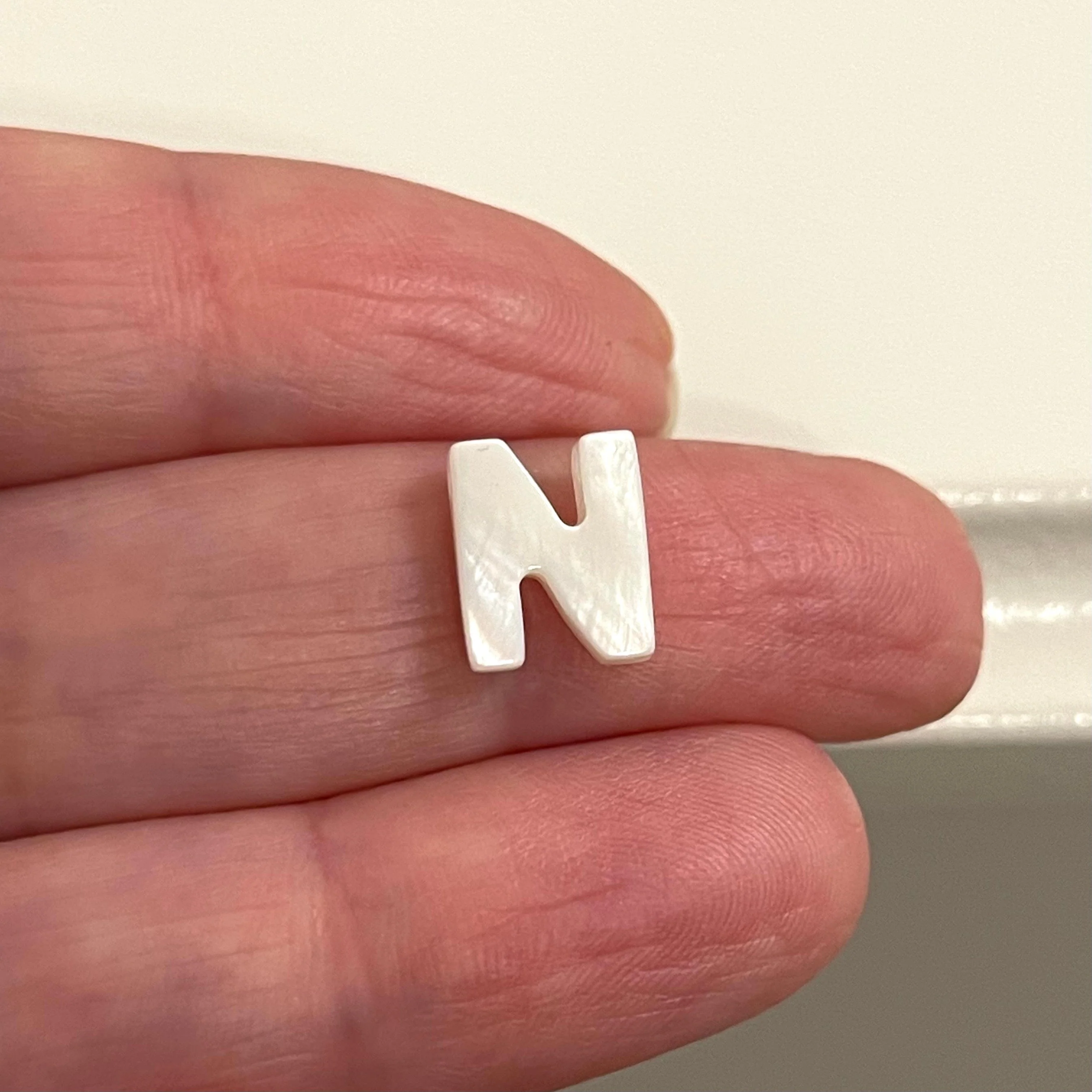 Natural Mother Of Pearl Double-Sided Initial Charms - Image 17