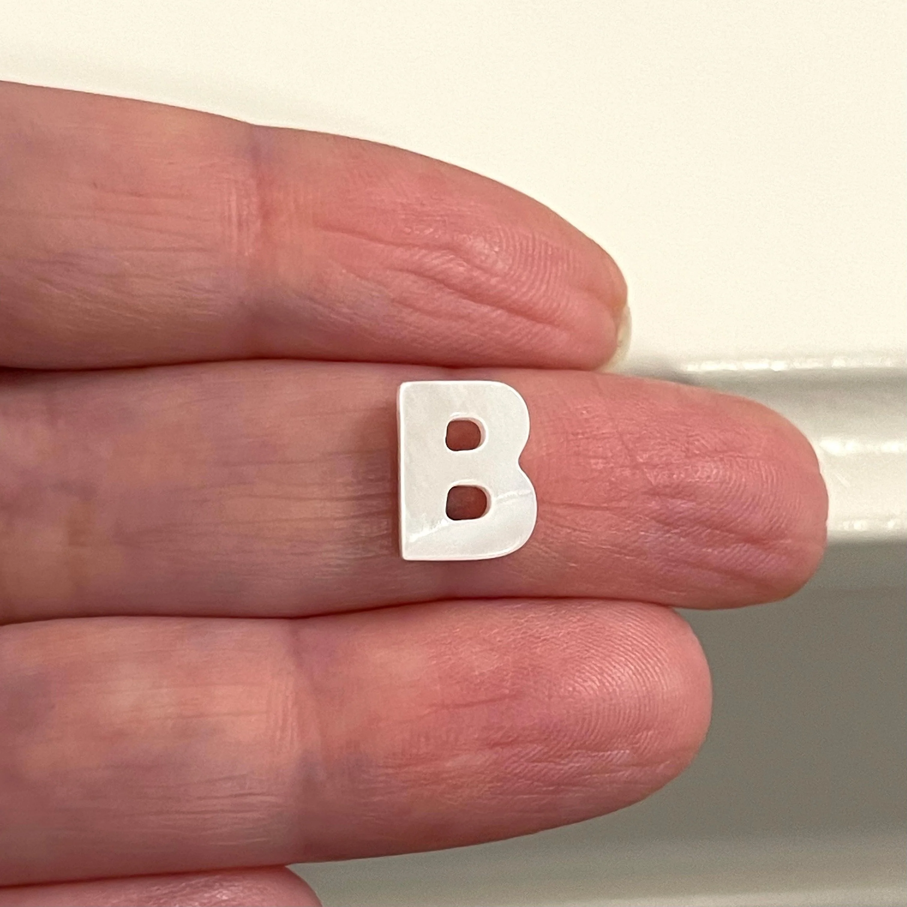Natural Mother Of Pearl Double-Sided Initial Charms - Image 3