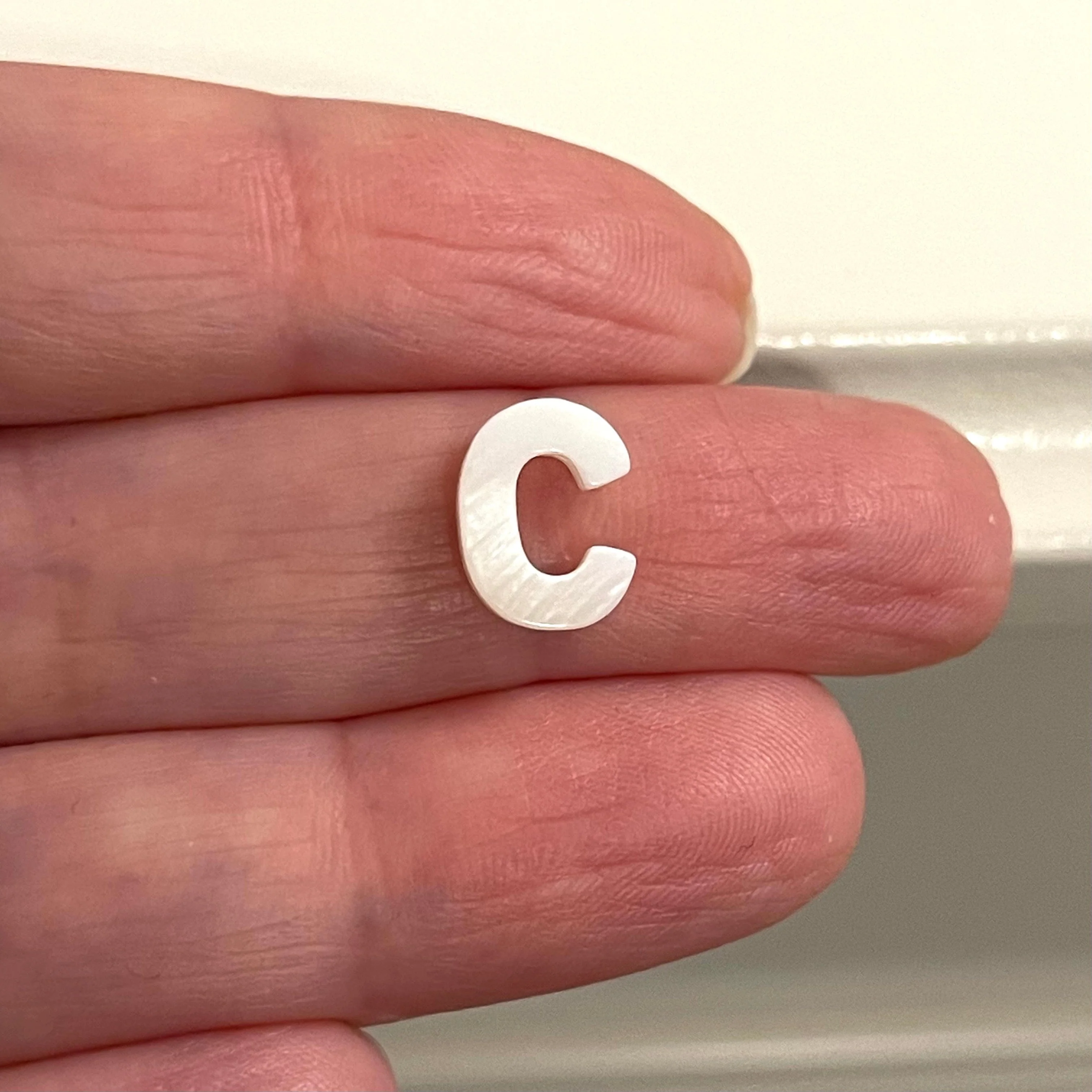 Natural Mother Of Pearl Double-Sided Initial Charms - Image 4