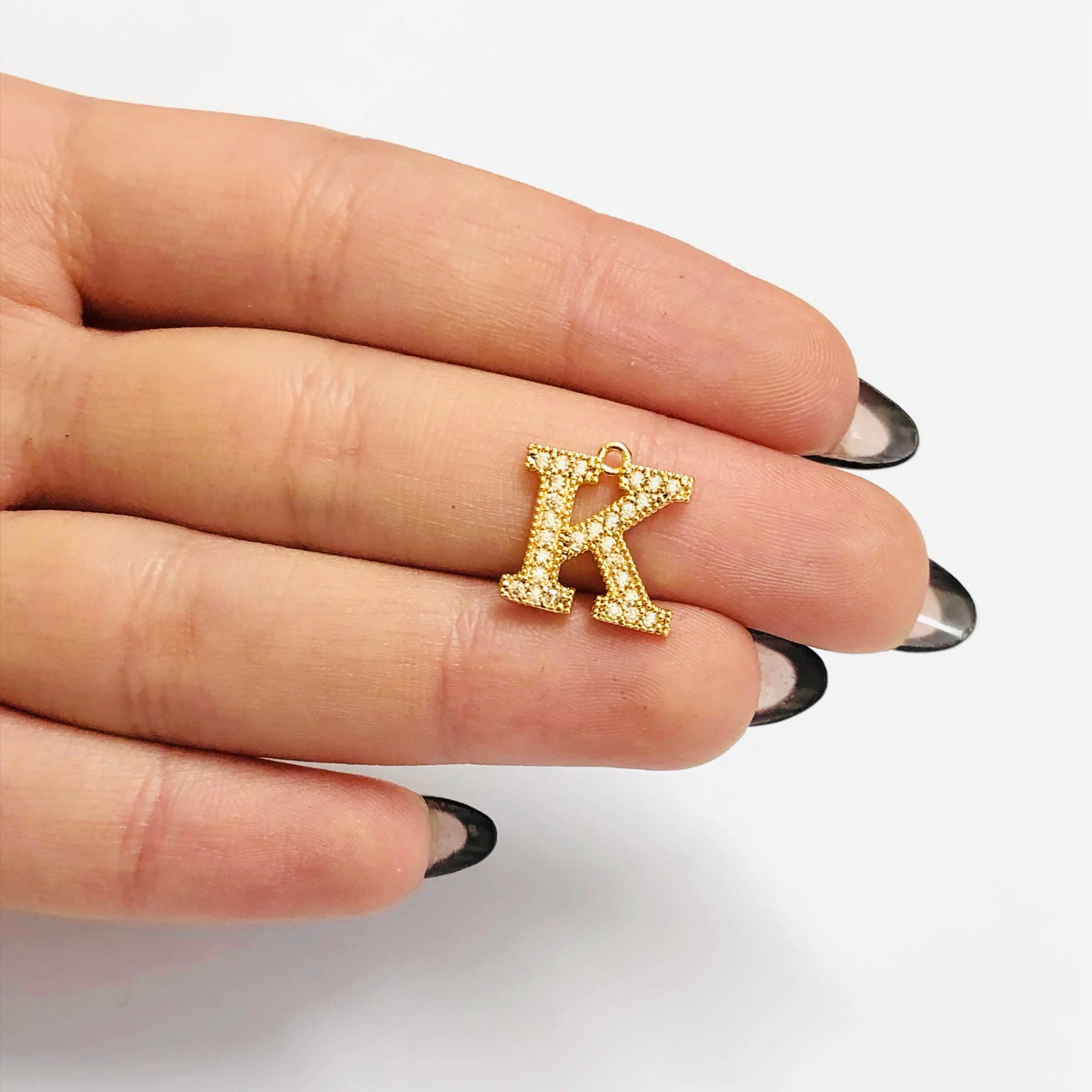 NEW!!! 24Kt Gold Plated Brass Micro Pave Initial Charms - Image 13