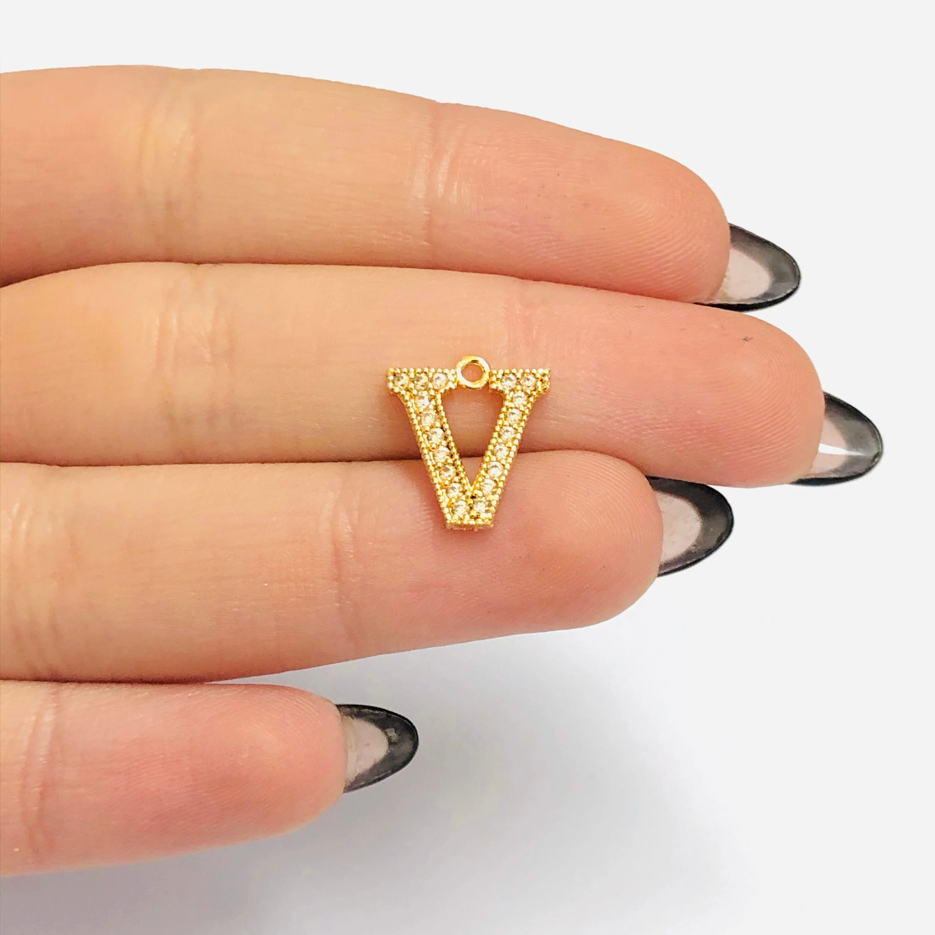 NEW!!! 24Kt Gold Plated Brass Micro Pave Initial Charms - Image 18
