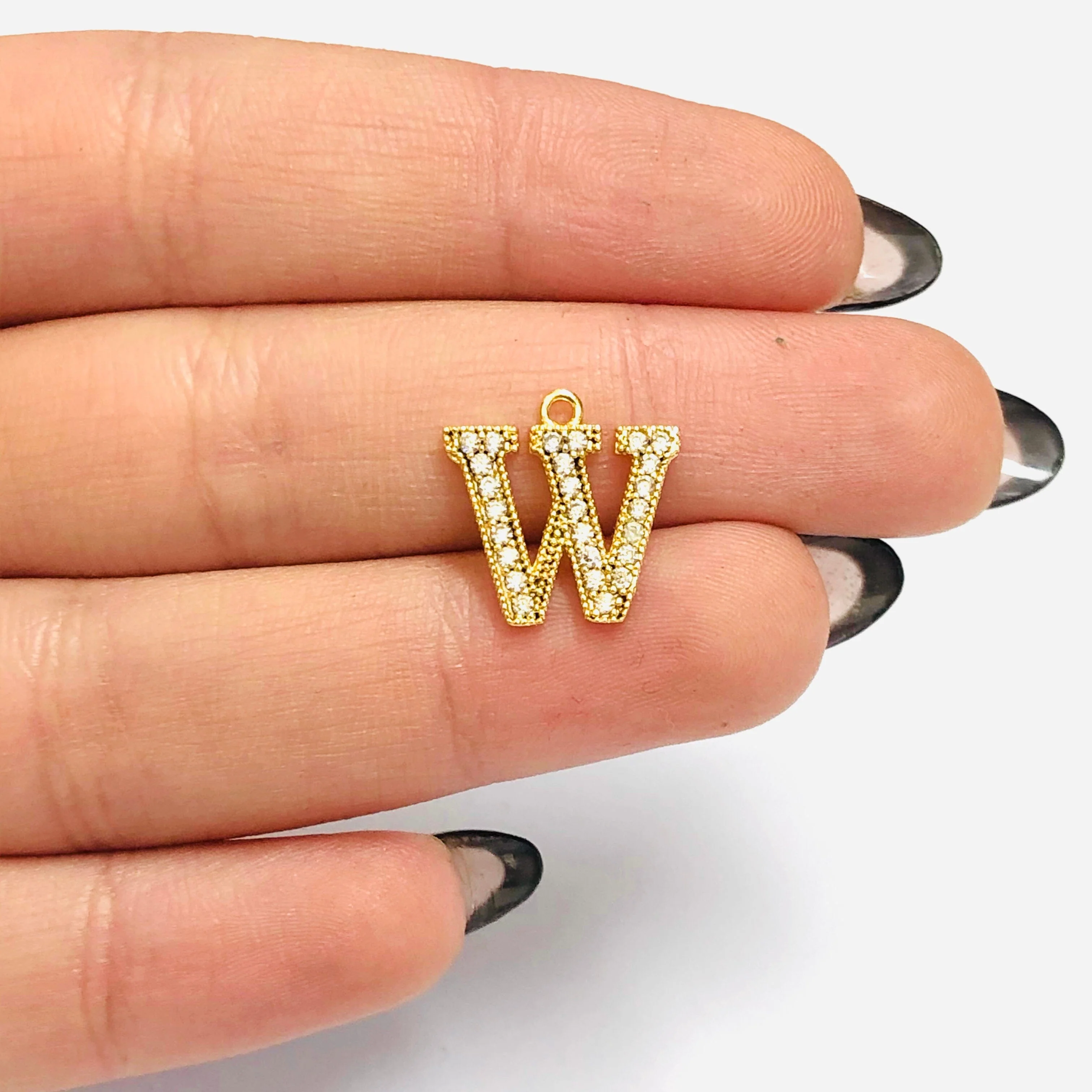 NEW!!! 24Kt Gold Plated Brass Micro Pave Initial Charms - Image 19