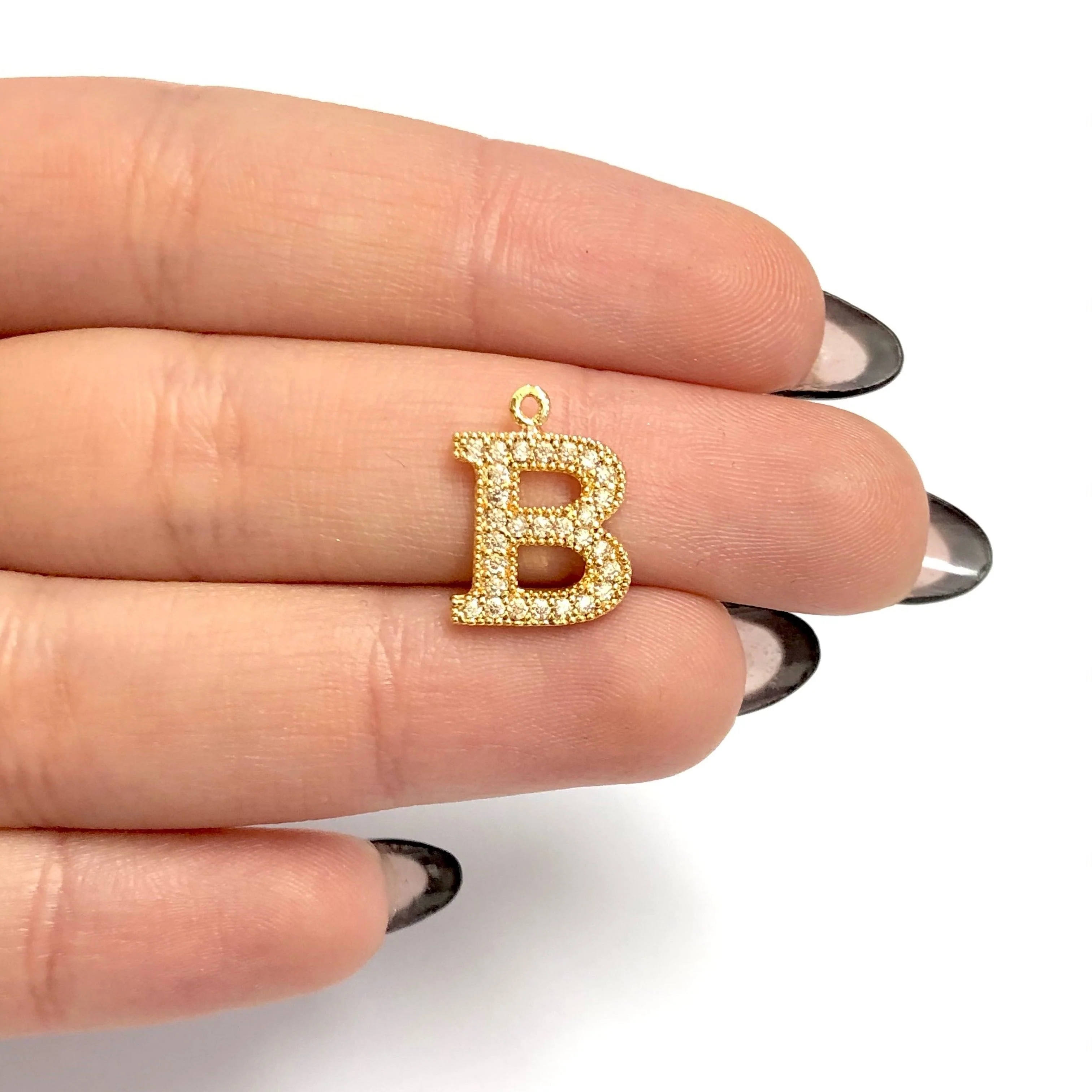 NEW!!! 24Kt Gold Plated Brass Micro Pave Initial Charms - Image 26