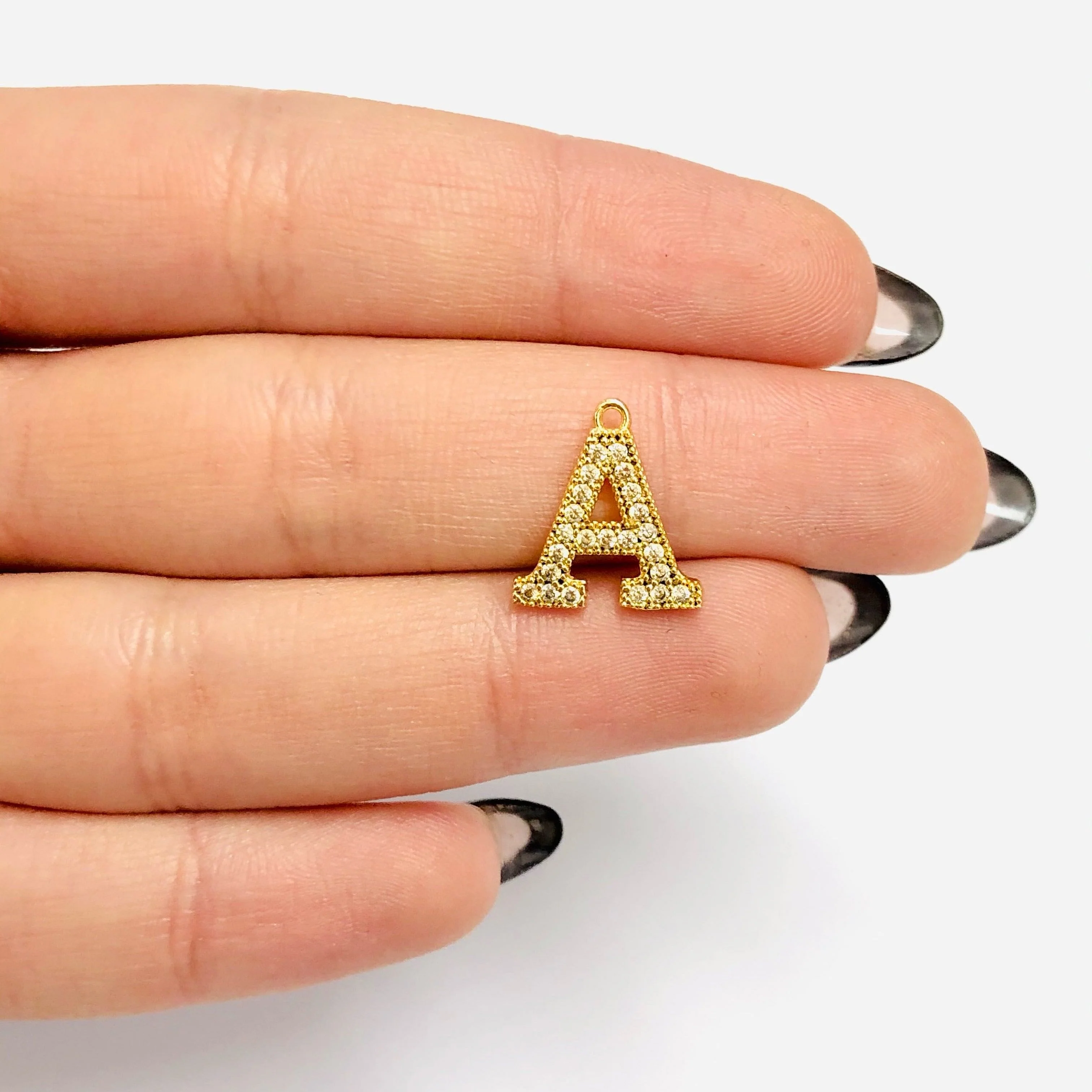NEW!!! 24Kt Gold Plated Brass Micro Pave Initial Charms - Image 27