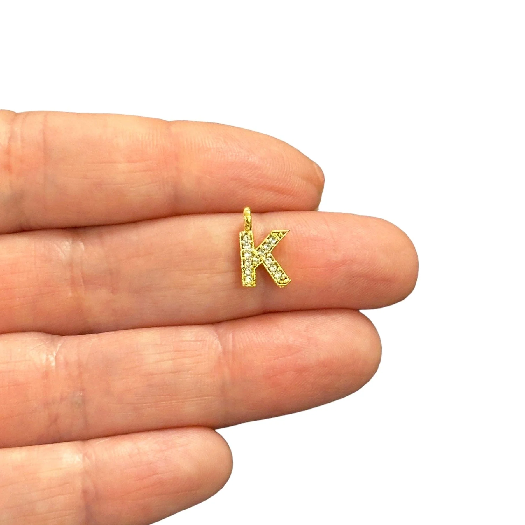 NEW!! 24Kt Gold Plated Brass Micro Pave Initial Charms - Image 10