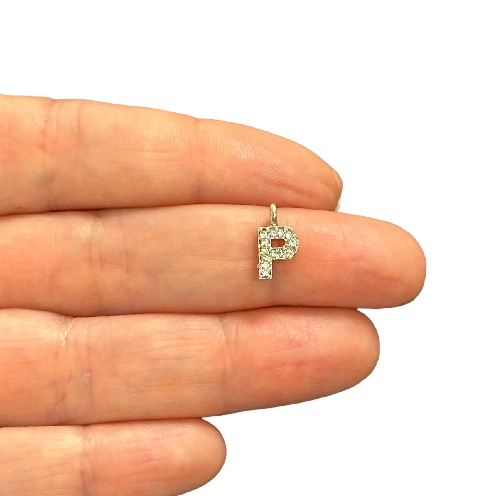 NEW!! Rhodium Plated Brass Micro Pave Initial Charms - Image 17
