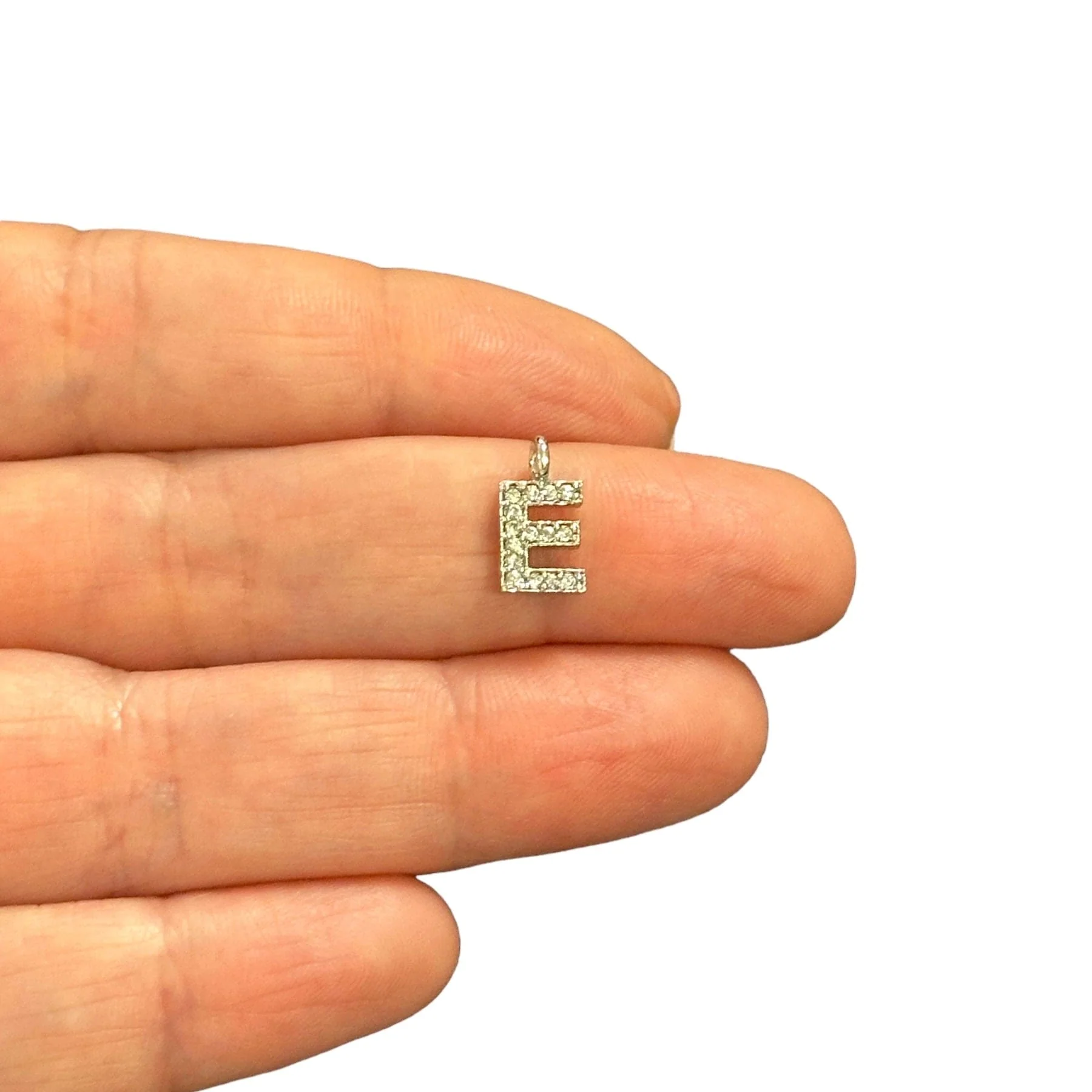 NEW!! Rhodium Plated Brass Micro Pave Initial Charms - Image 2