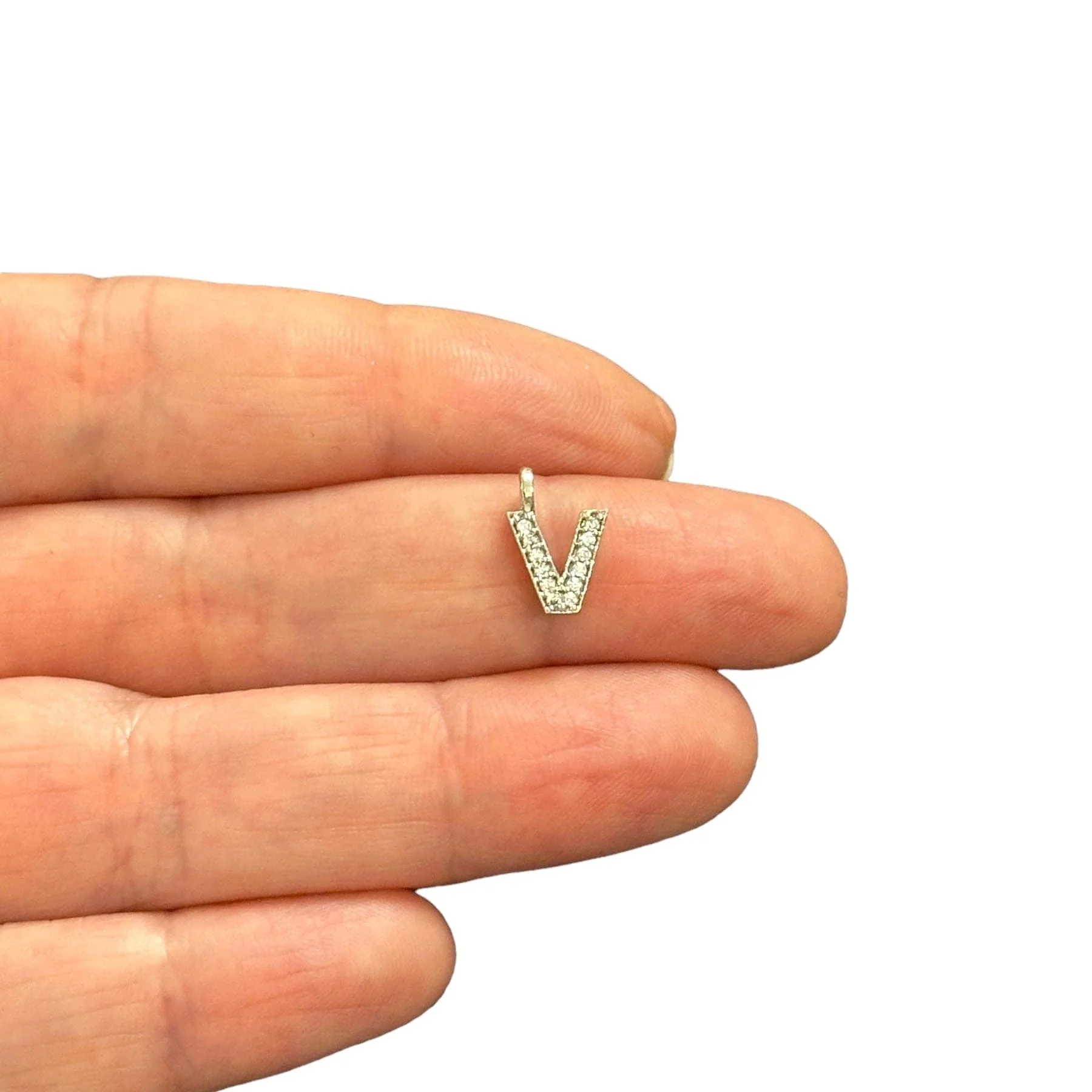 NEW!! Rhodium Plated Brass Micro Pave Initial Charms - Image 22