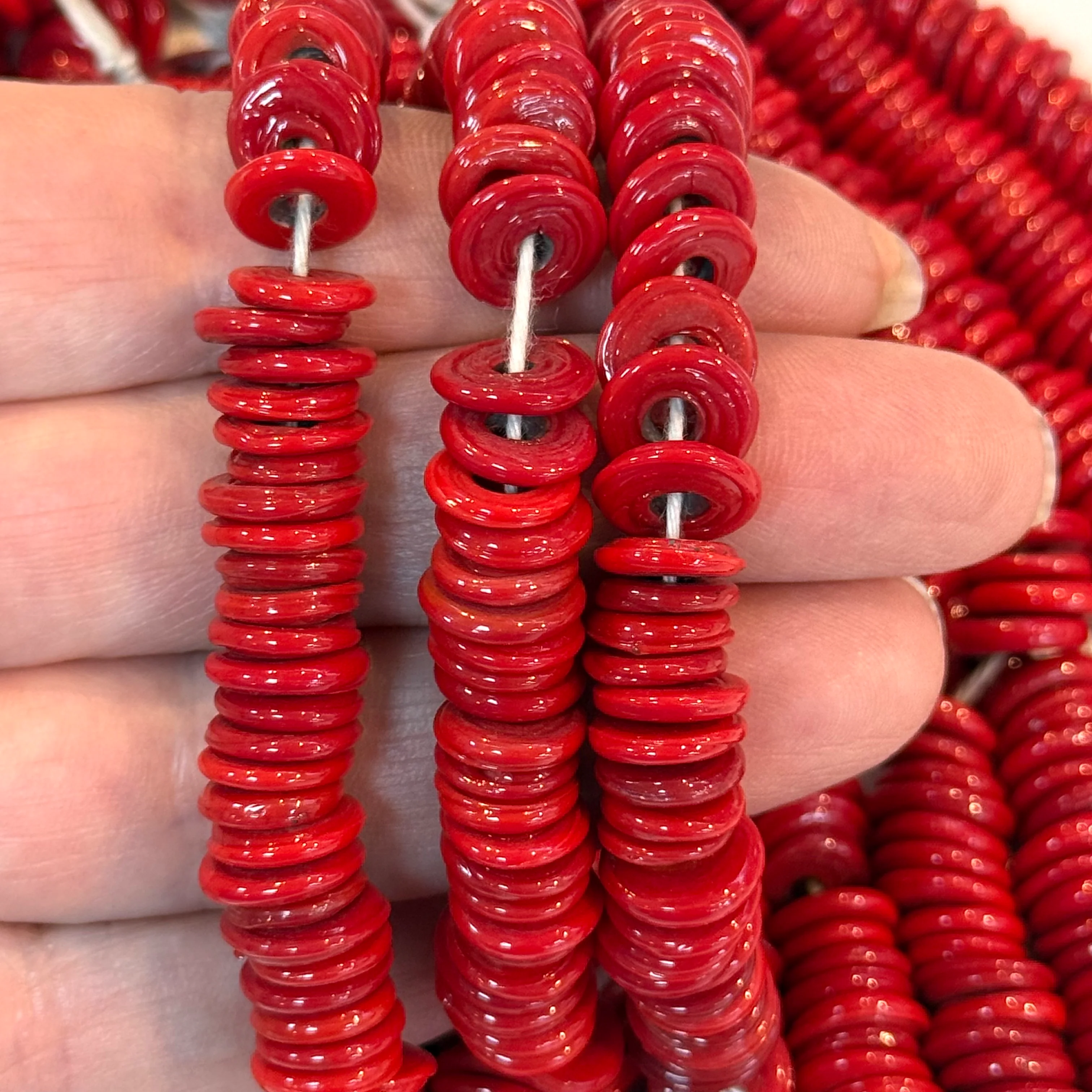 NEW! Turkish Artisan Hand Made Glass Large Ring Beads, 50 Beads in a pack