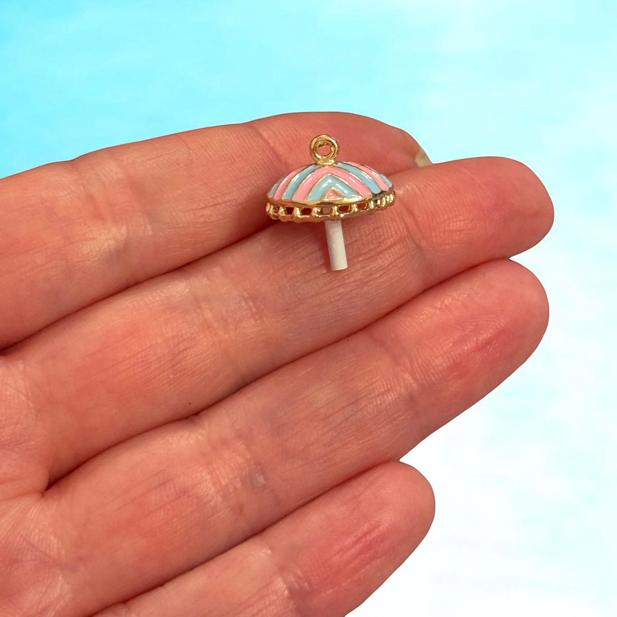 Pastel Beach Umbrella Charm, Summer Holiday Charm