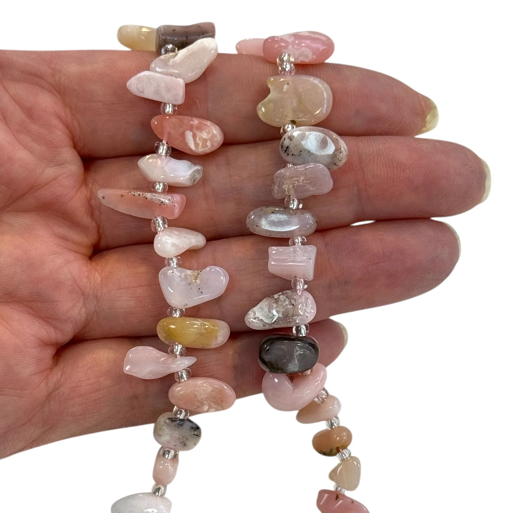 Pink Opal Organic Pebble Gemstone Beads – 10–18mm Freeform Nugget Strand, 40cm, Natural Blush Pink Jewellery Beads
