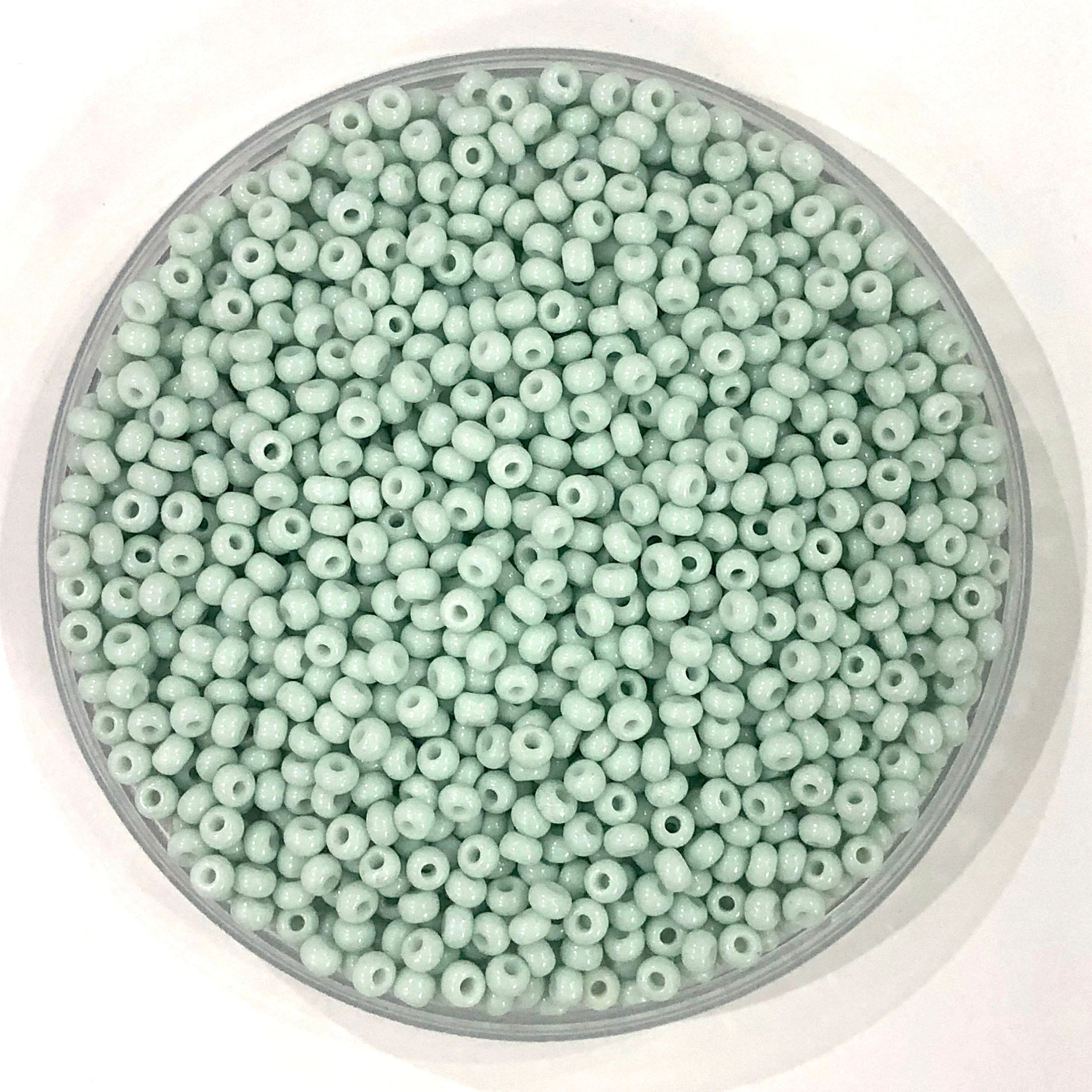 Preciosa Seed Beads 8/0 Rocailles- Round Hole-100 Gr, 03262 Green 1 Dyed Chalk White